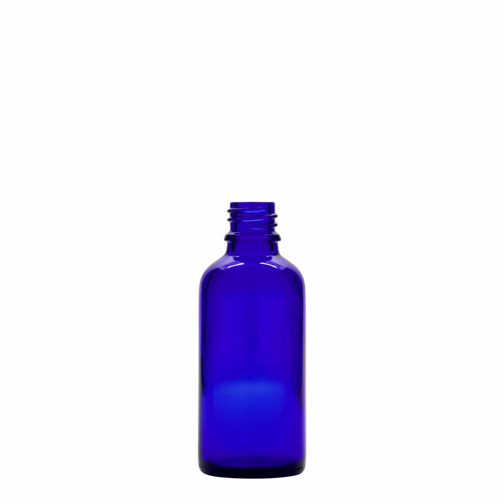50 ml bočica za prskanje, medicinska, staklena, kraljevsko plava, otvor: DIN 18
