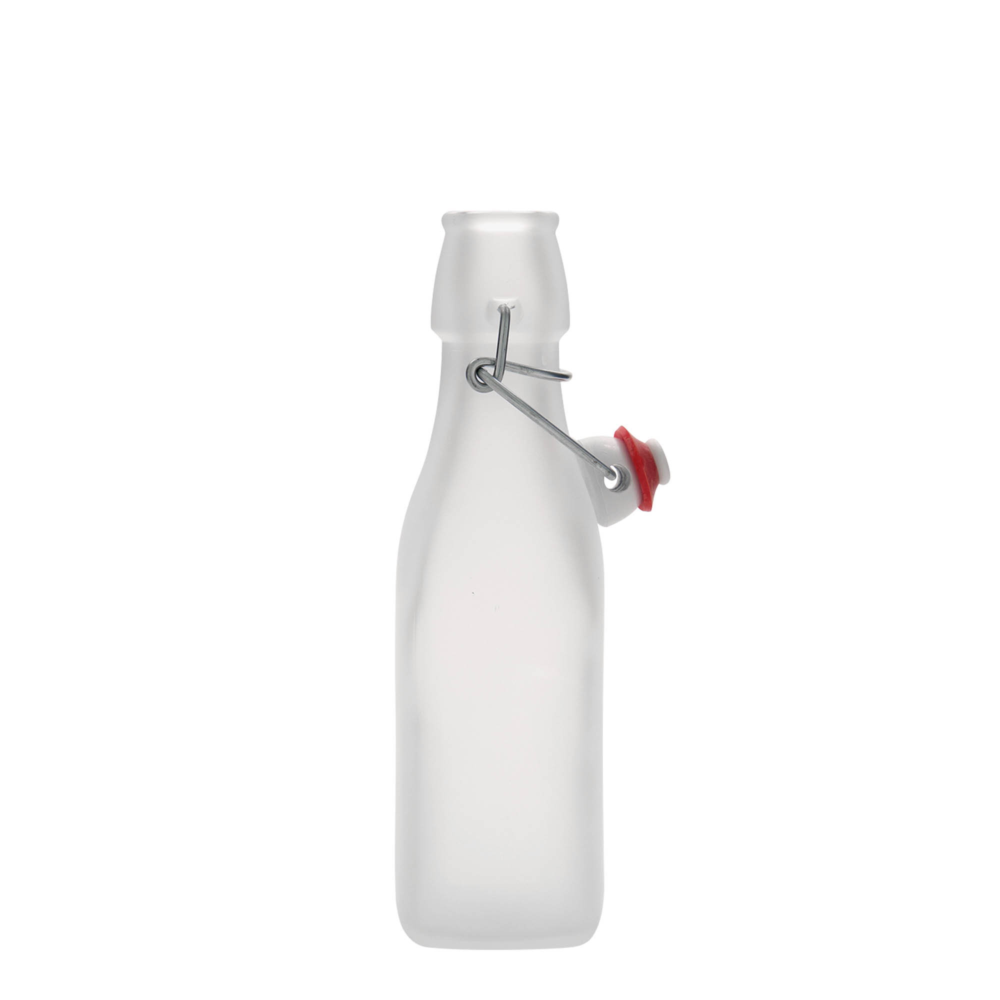 250 ml staklena boca 'Swing, kvadratna, bela, otvor: kopča za zatvaranje