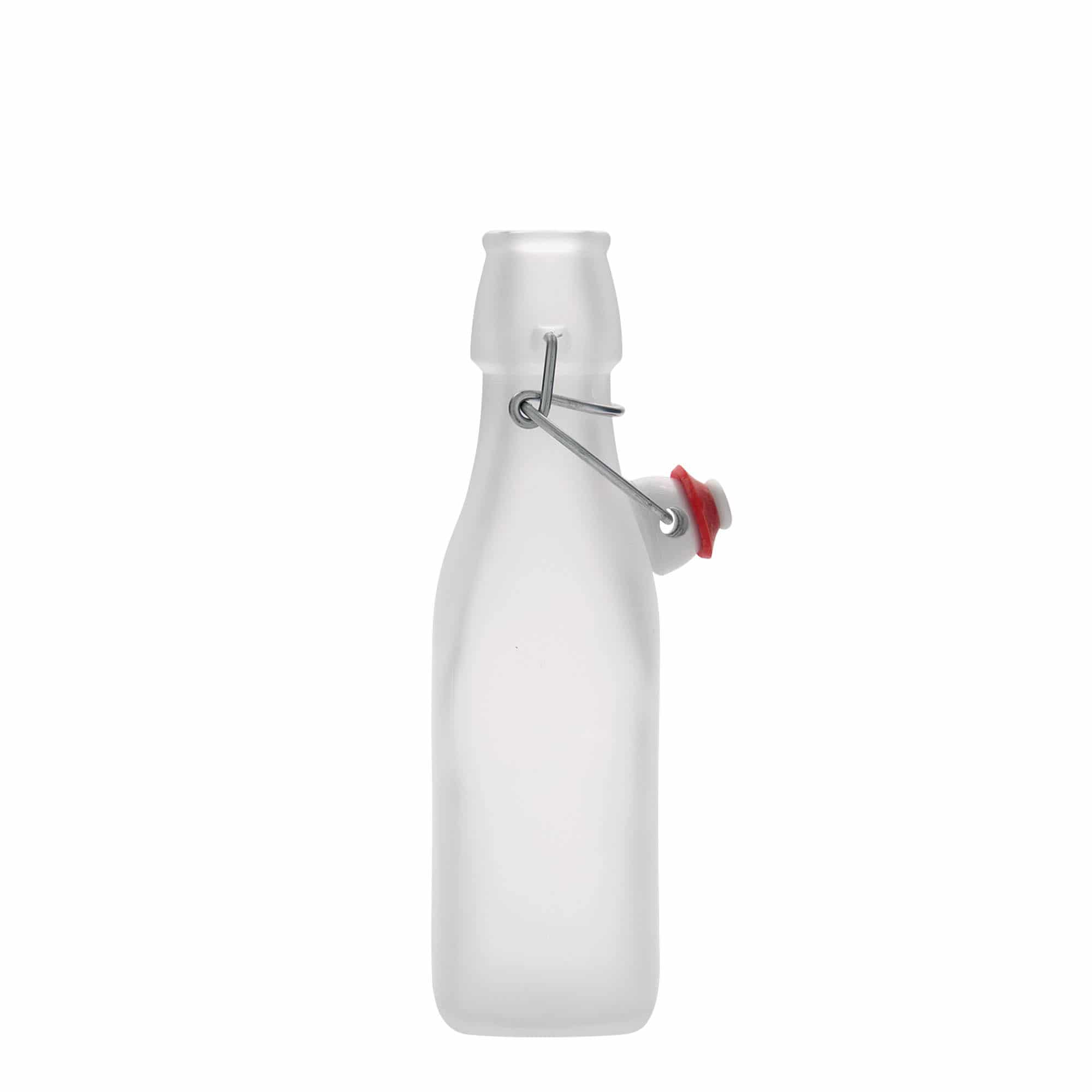 250 ml staklena boca 'Swing, kvadratna, bela, otvor: kopča za zatvaranje