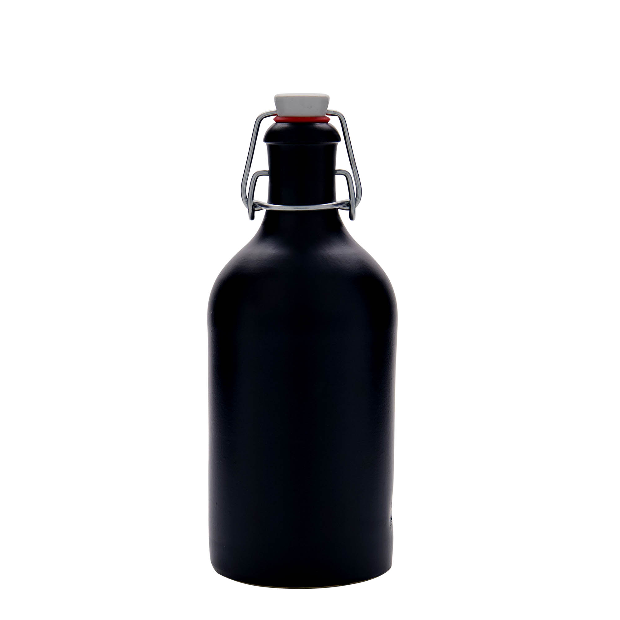 500 ml glineni bokal, kamenina, crni, otvor: zatvarač sa kopčom