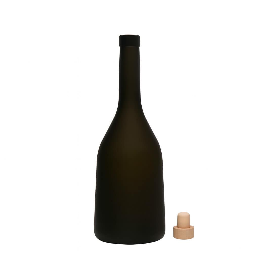 750 ml staklena boca 'Rustica', antikno zelena, grlo: čep