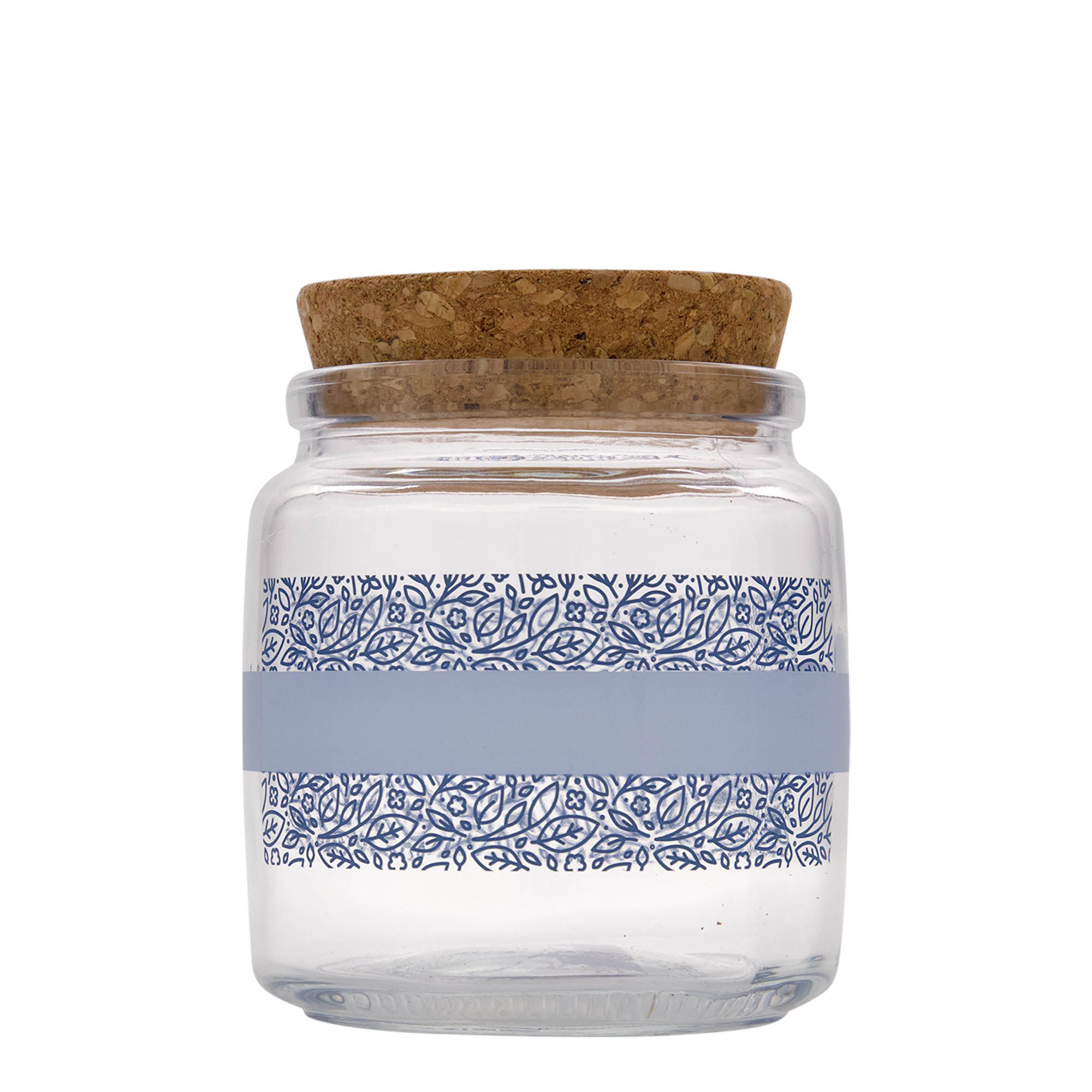 750 ml staklena boca sa čepom 'Giara', motiv: Naturalmente blu, otvor: čep