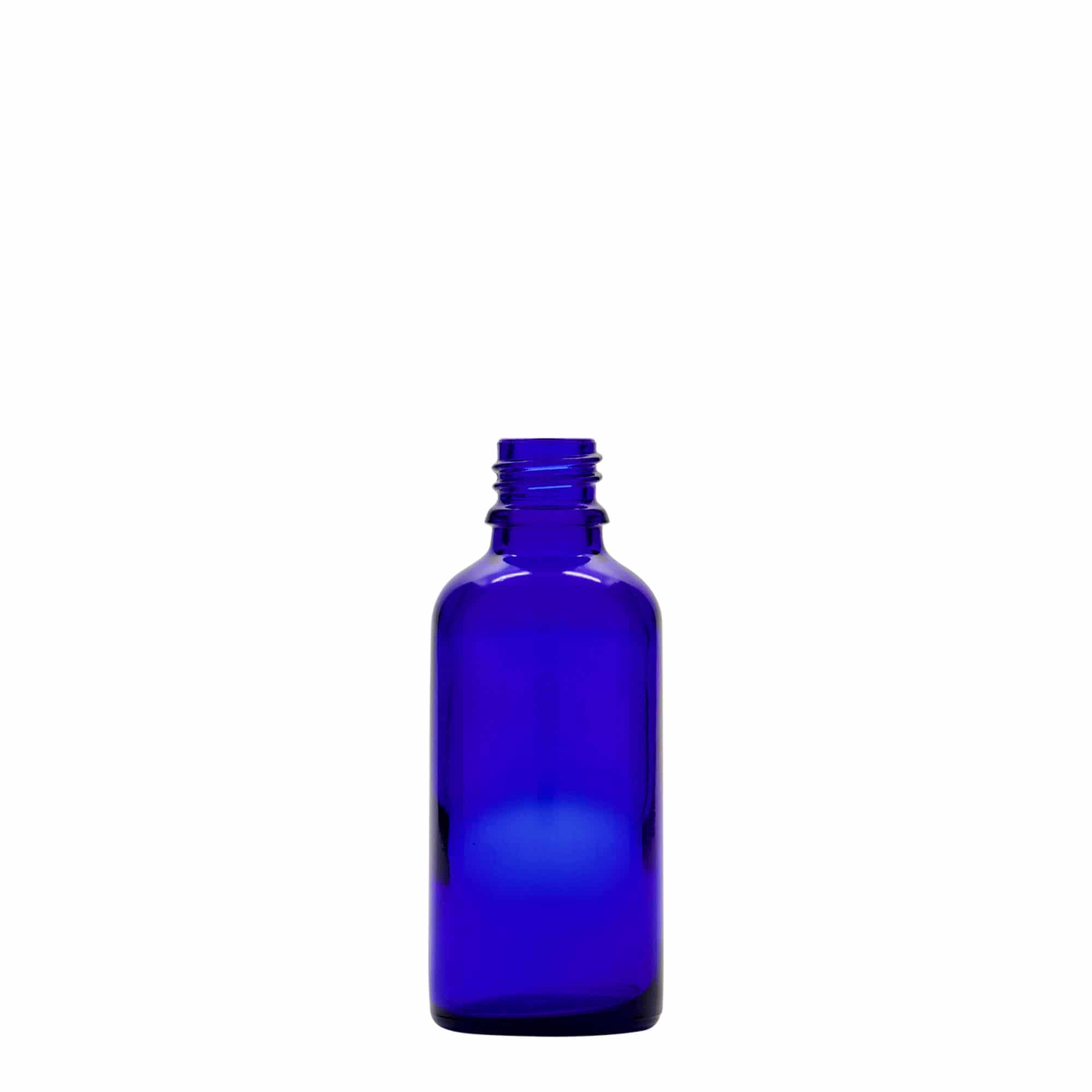 50 ml bočica s pipetom, medicinska, staklena, kraljevsko plava-crvena, grlo: DIN 18