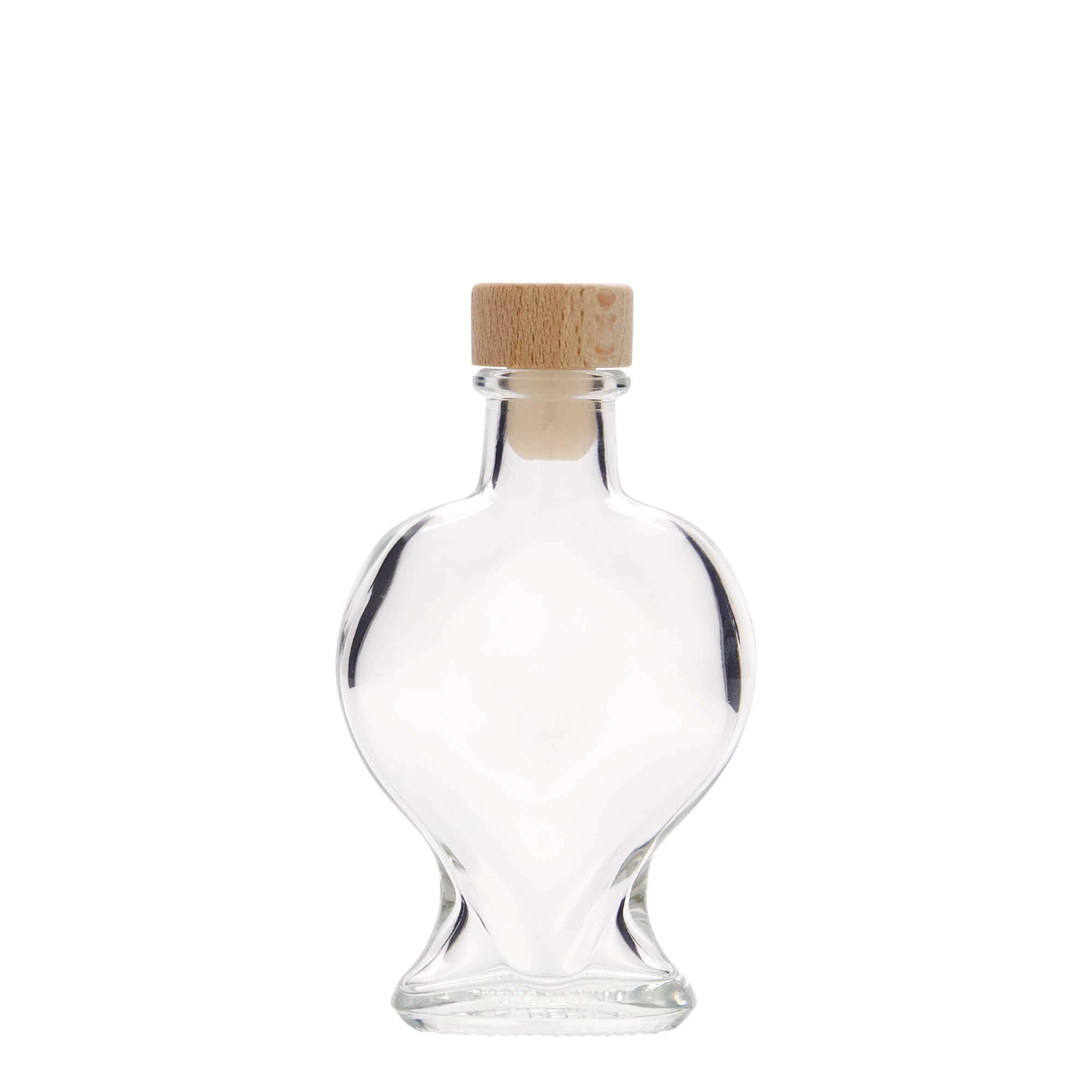 100 ml staklena flaša 'Srce', grlo: čep