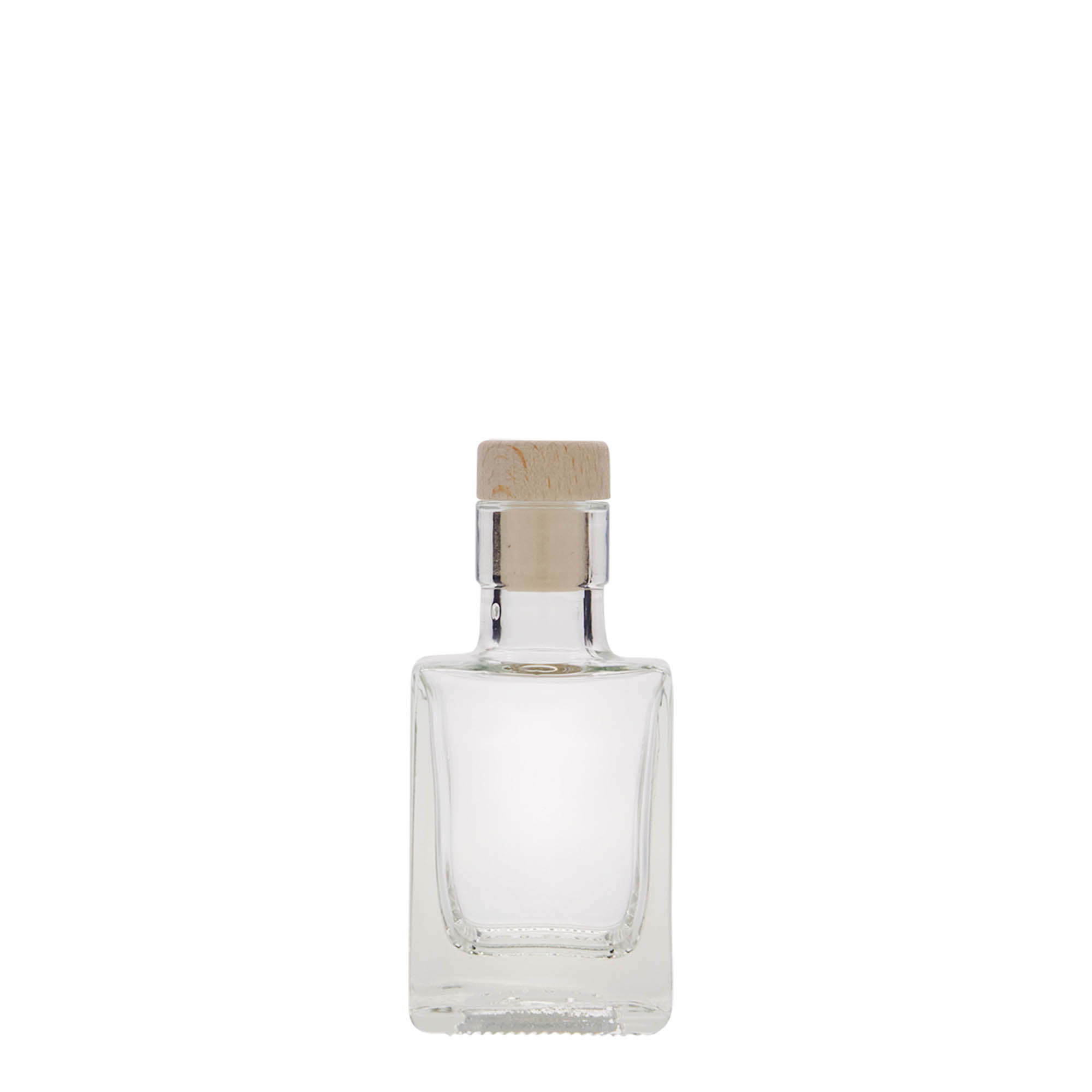 50 ml staklena flaša 'Cube', kvadratna, grlo: pluta 50 ml staklena flaša 'Cube', kvadratna, grlo: pluta