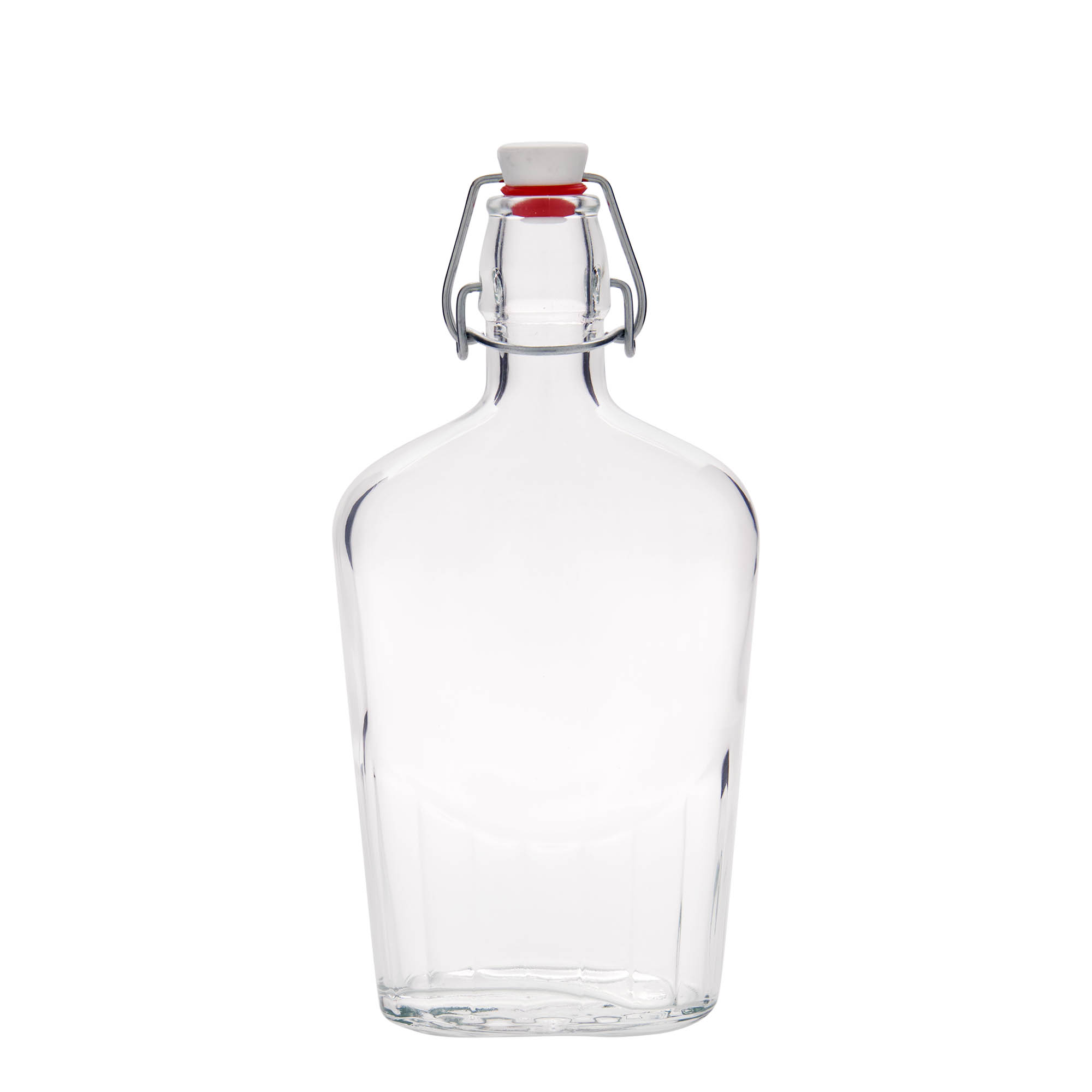 500 ml staklena boca 'Fiaschetta', ovalna, otvor: zatvarač sa kopčom 500 ml staklena boca 'Fiaschetta', ovalna, otvor: zatvarač sa kopčom