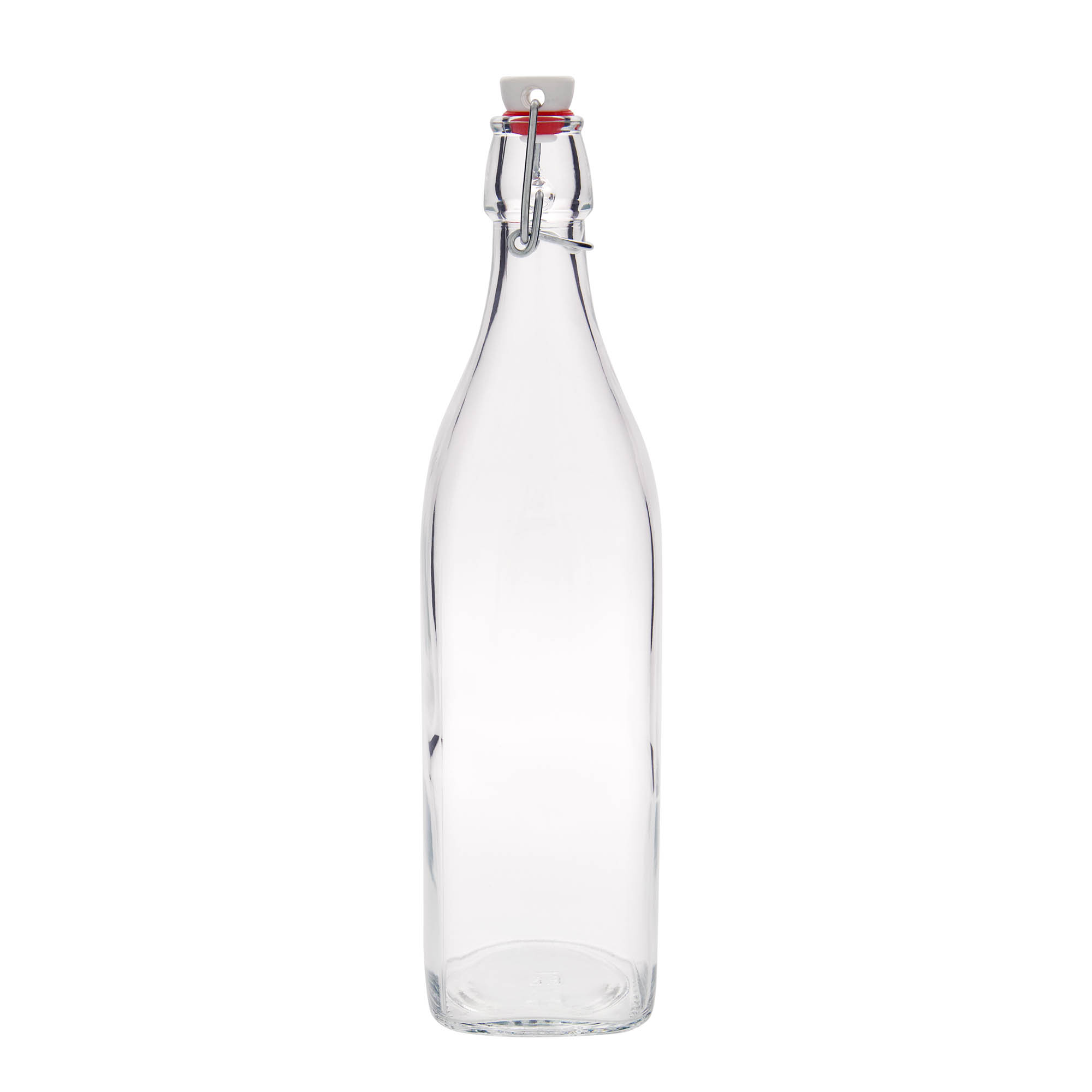 1.000 ml staklena boca 'Swing, kvadratna, otvor: zatvarač sa kopčom