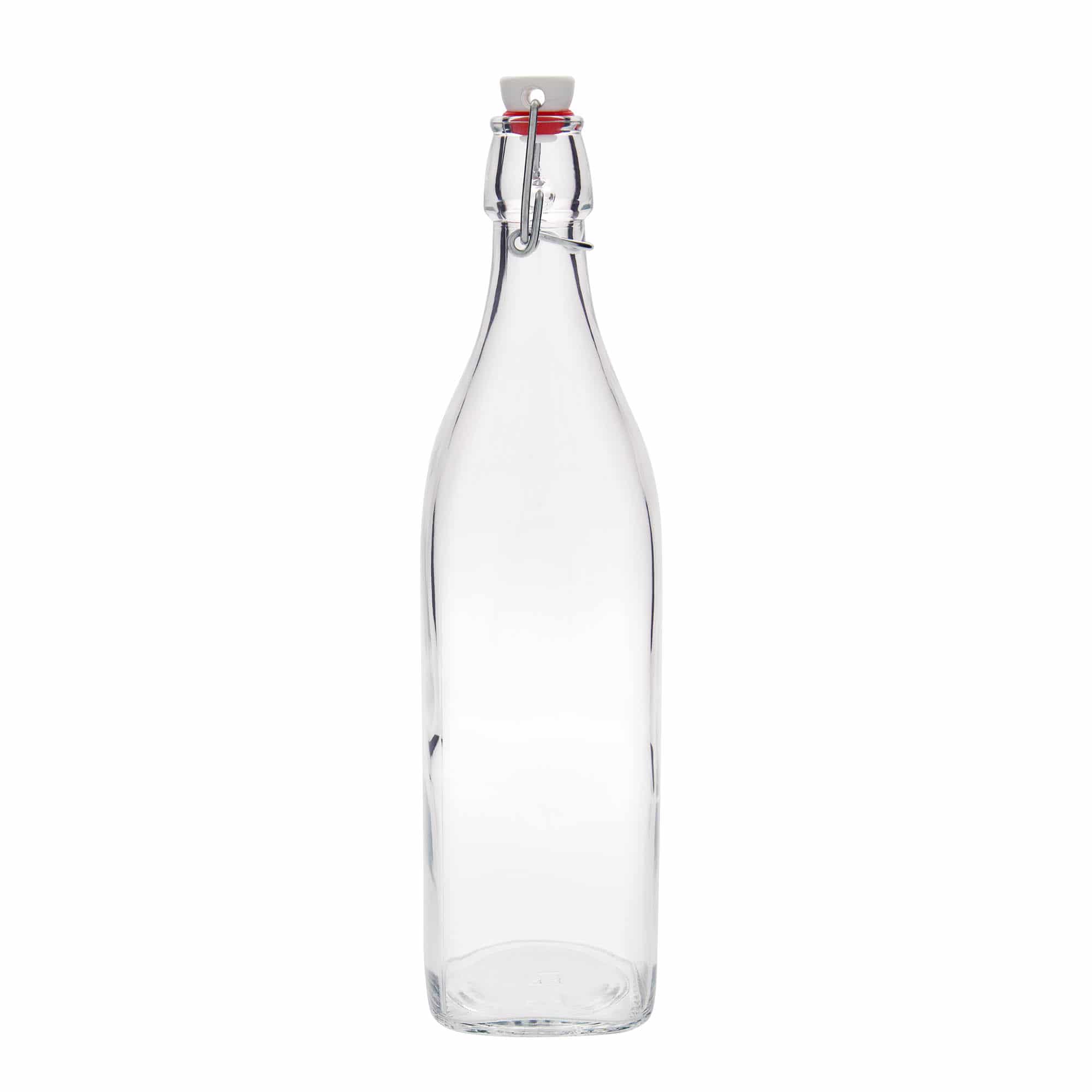 1.000 ml staklena boca 'Swing, kvadratna, otvor: zatvarač sa kopčom