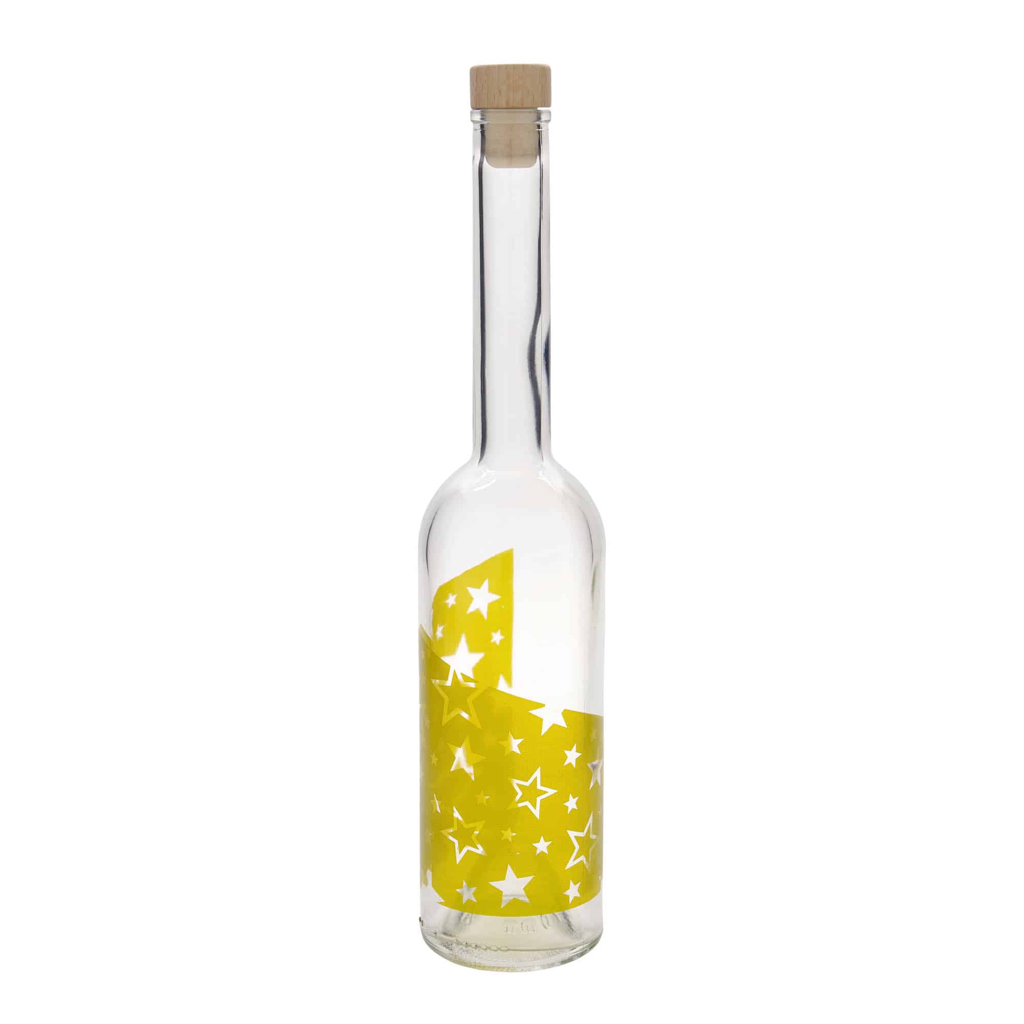 500 ml staklena flaša 'Opera', motiv: zvezde od zlata, grlo: čep