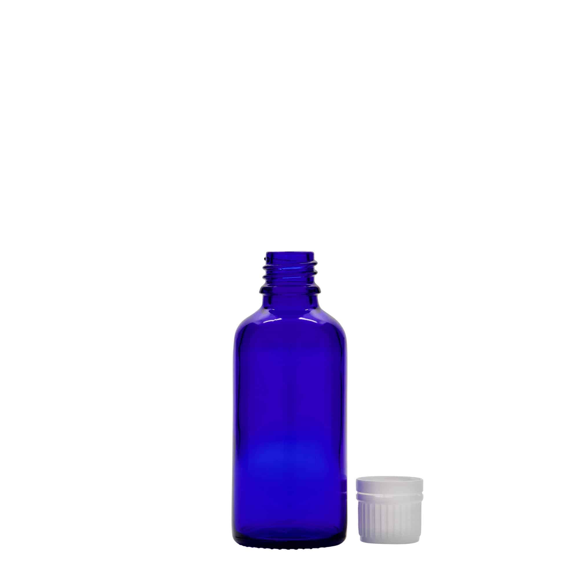 50 ml medicinska bočica, staklo, kraljevsko plava, otvor: DIN 18 50 ml medicinska bočica, staklo, kraljevsko plava, otvor: DIN 18