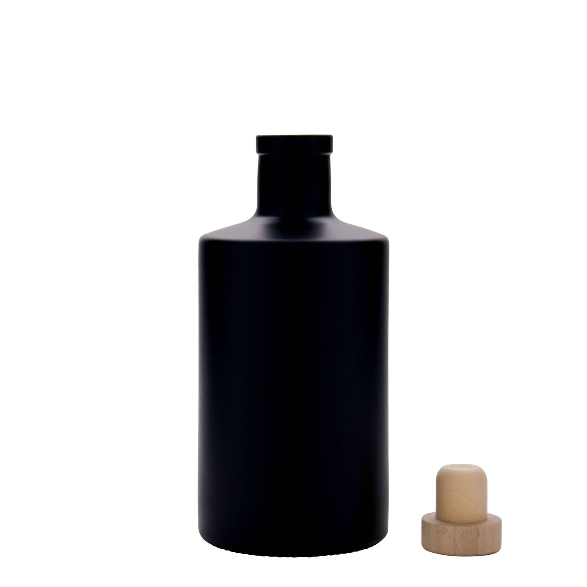 500 ml staklena boca 'Caroline', crna, grlo: čep