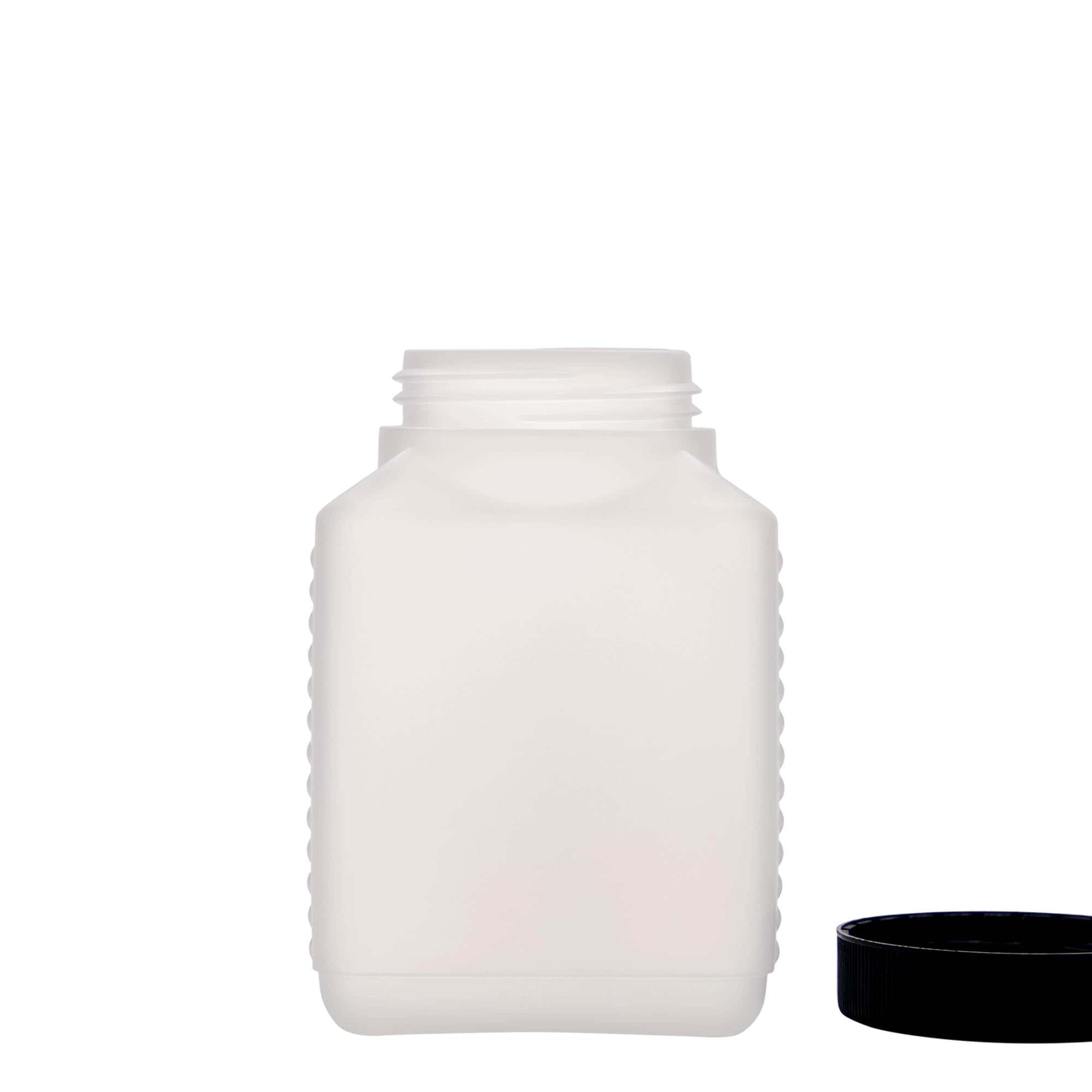 500 ml boca sa širokim grlom, pravougaona, HDPE plastika, prirodna boja, otvor: DIN 60 EPE