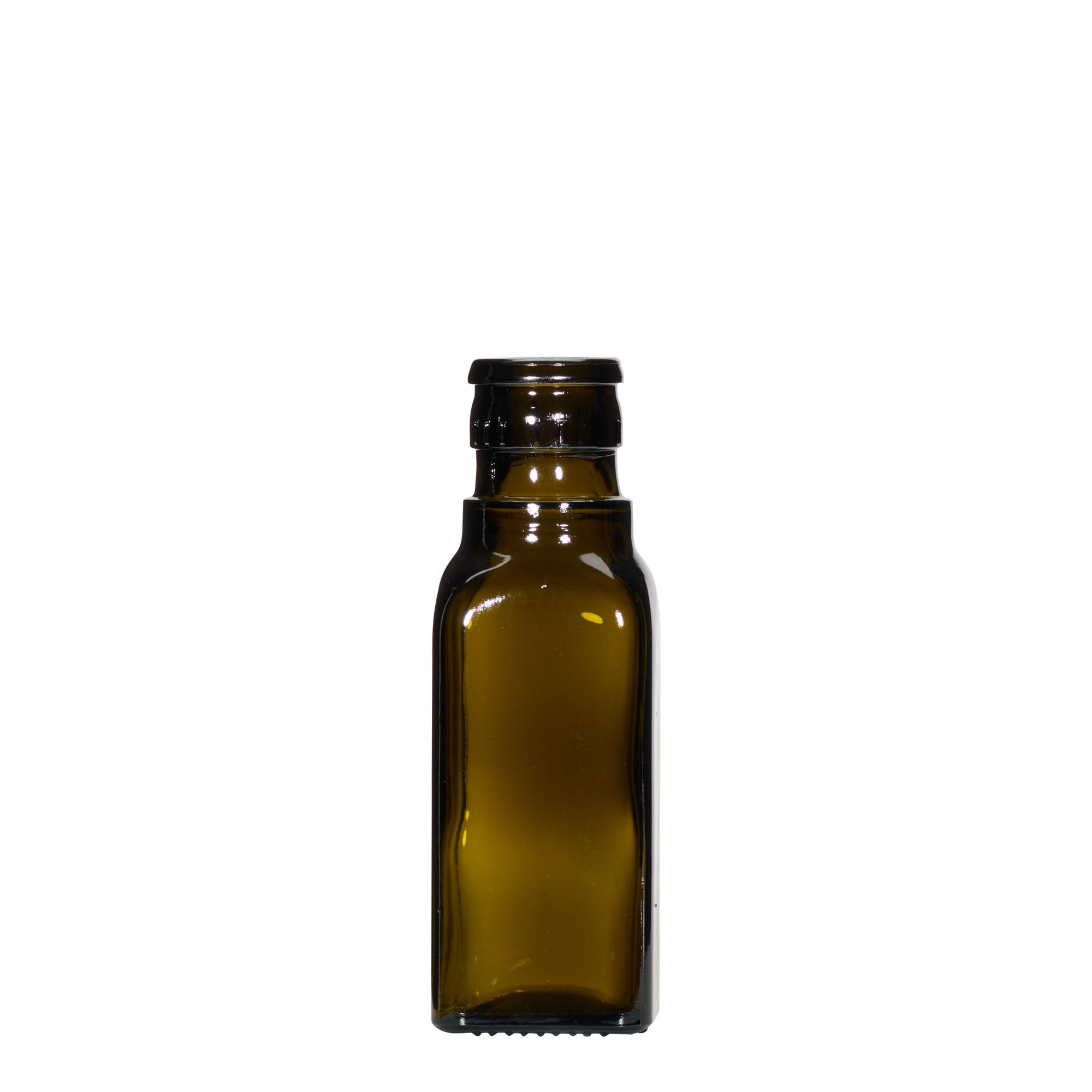 Boca za sirće/ulje od 100 ml 'Quadra', staklo, kvadratna, antik zelena, otvor: DOP Boca za sirće/ulje od 100 ml 'Quadra', staklo, kvadratna, antik zelena, otvor: DOP
