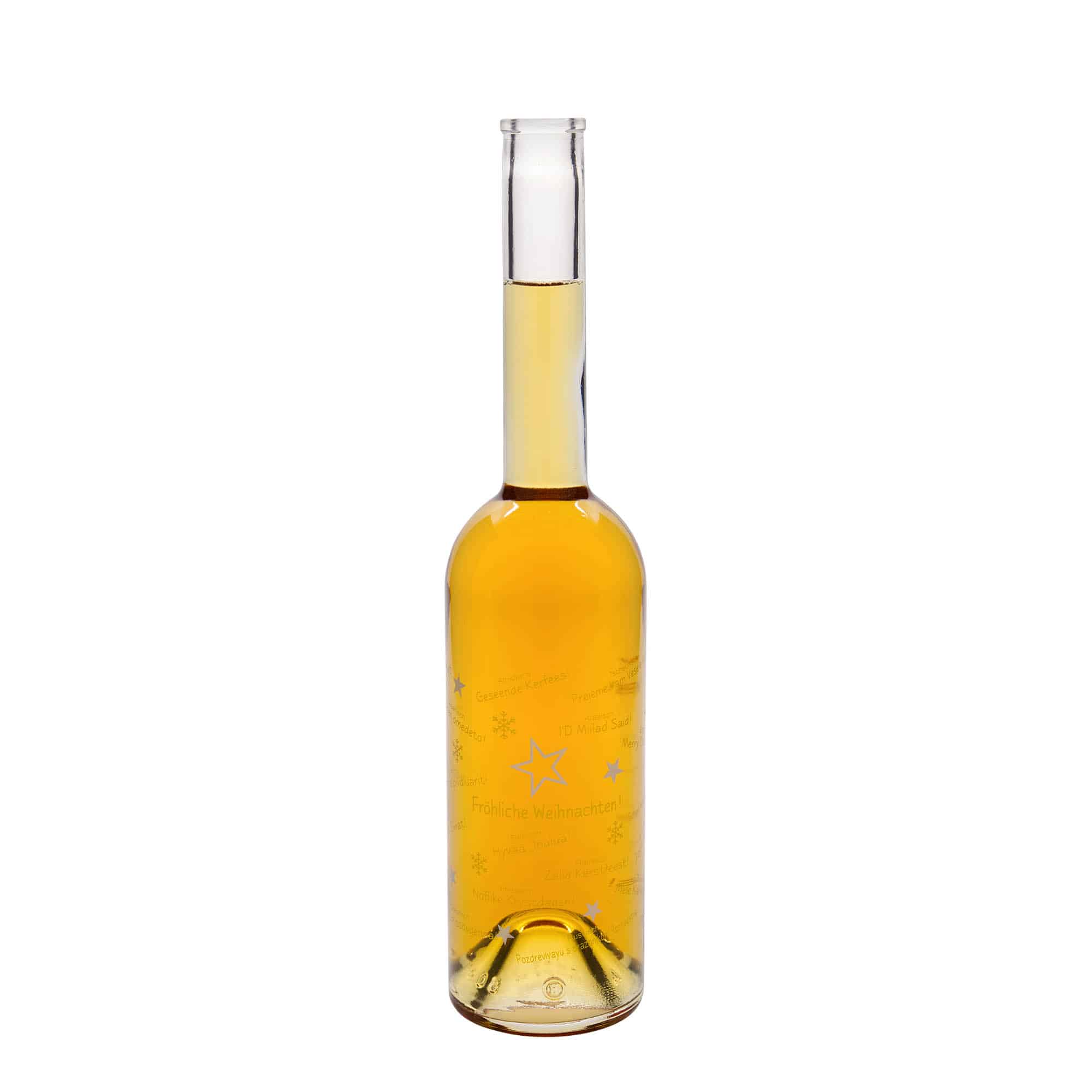 500 ml staklena flaša 'Opera', motiv: Božić u svetu, grlo: plutа