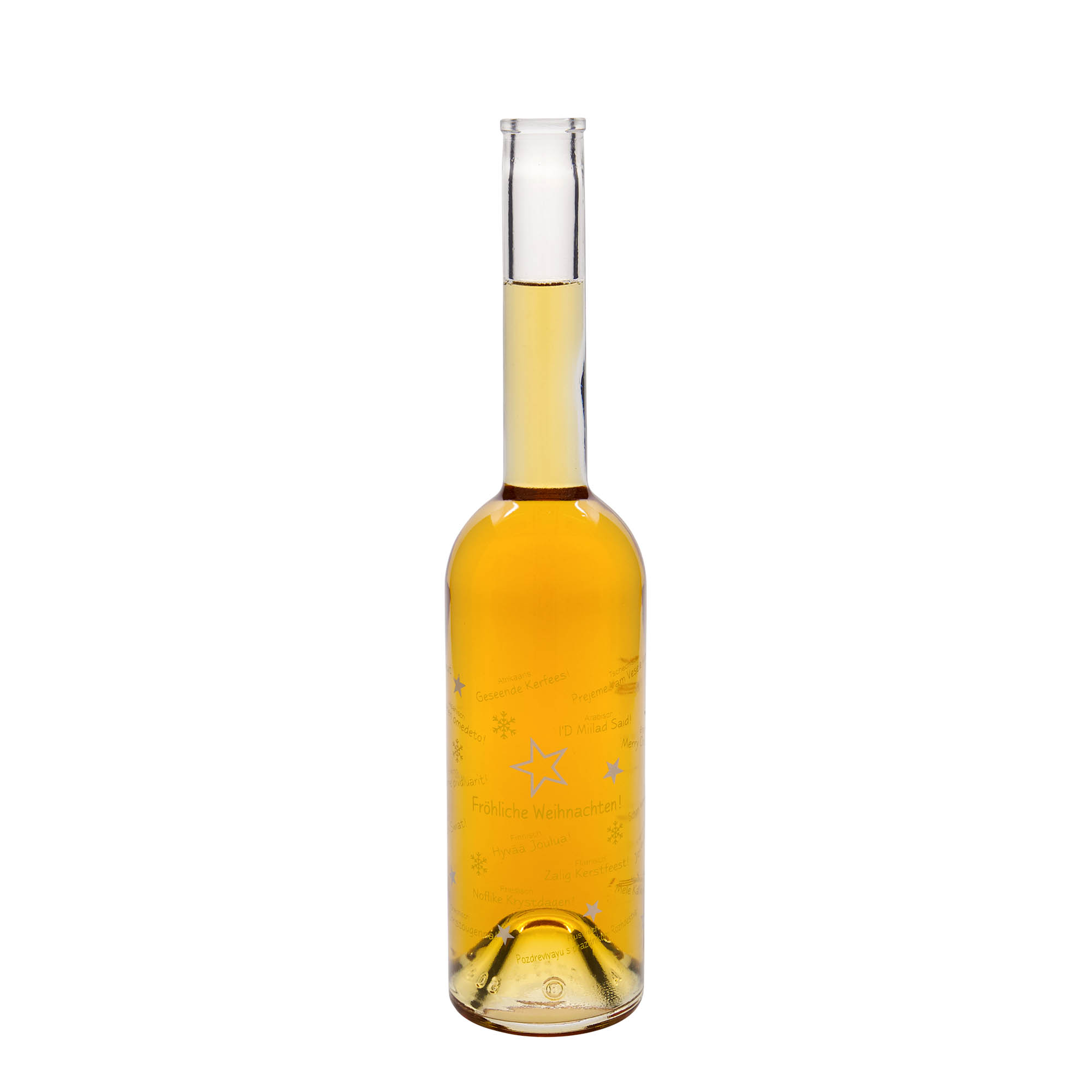 500 ml staklena flaša 'Opera', motiv: Božić u svetu, grlo: plutа