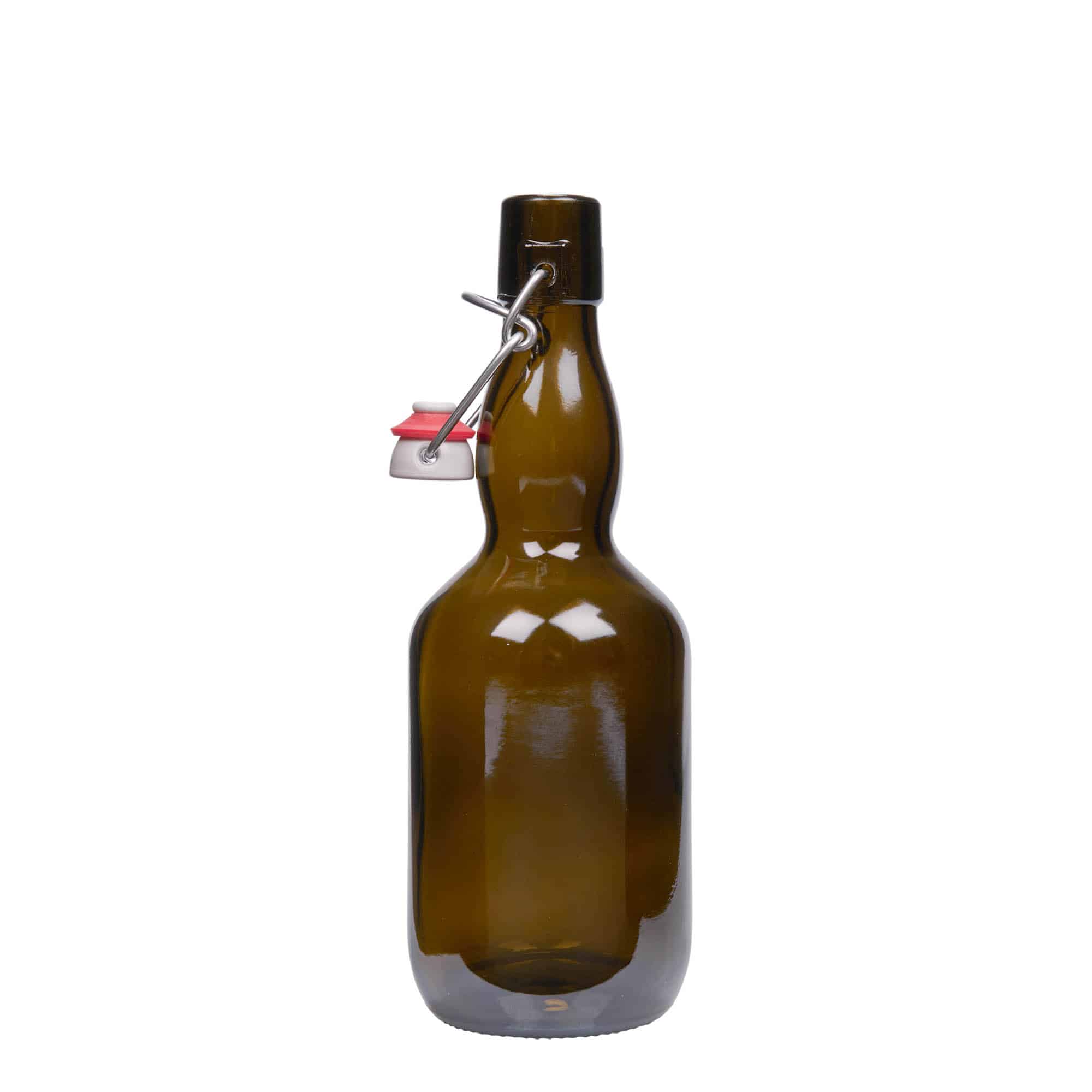 Boca za pivo od 500 ml, bačvasti vrat, staklo, antik zelena, otvor: Zakretni vrh