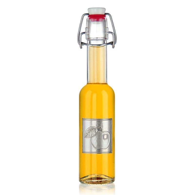 Metalna etiketa 'Jabuka', kvadratna, srebrna