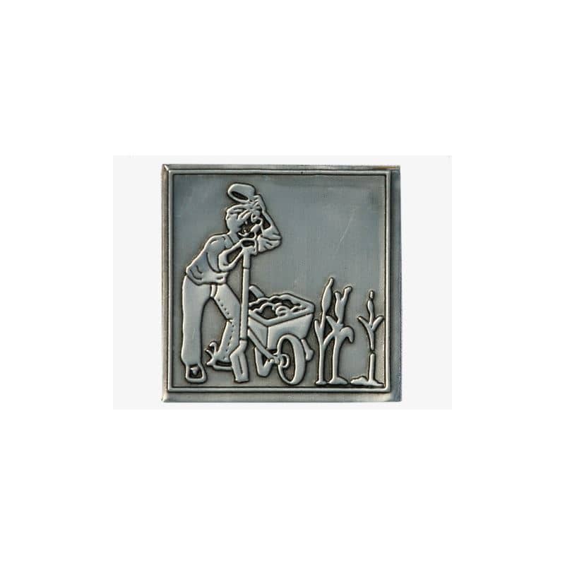 Limena etiketa 'Baštovan', kvadratna, metal, srebrna