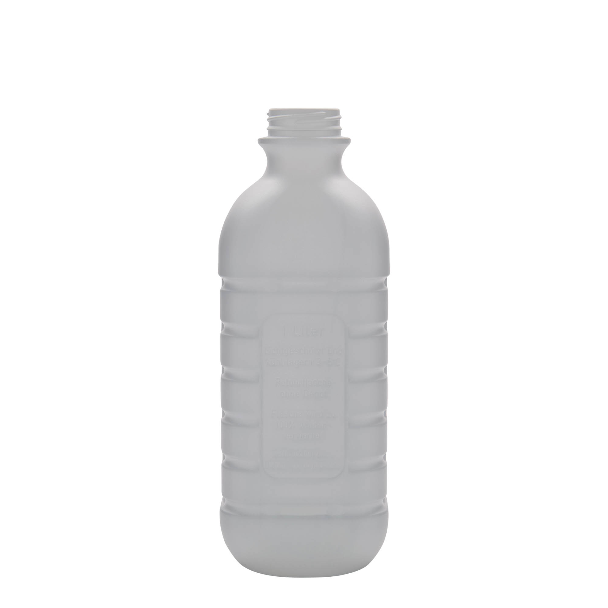 1.000 ml flaša za mleko, pravougaona, HDPE plastika, bela, grlo: PEHD40