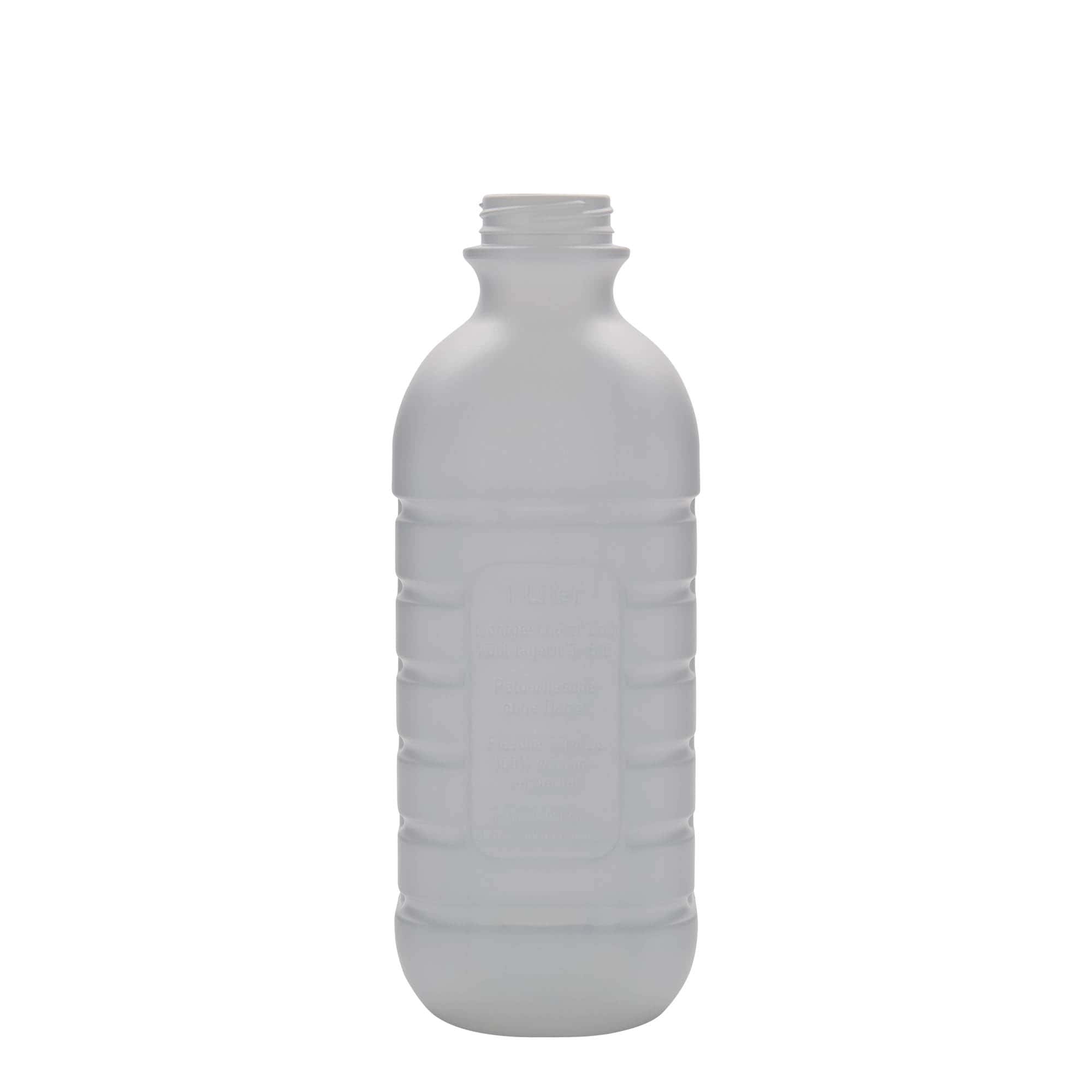 1.000 ml flaša za mleko, pravougaona, HDPE plastika, bela, grlo: PEHD40