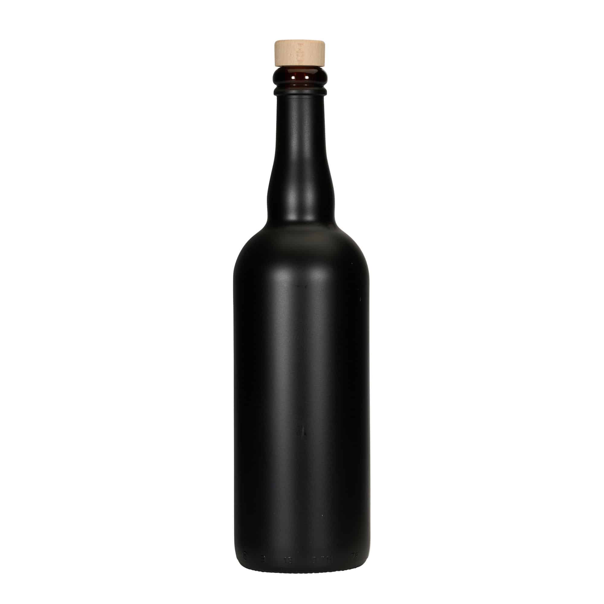 750 ml flaša piva Belgija, staklo, crna, grlo: čep