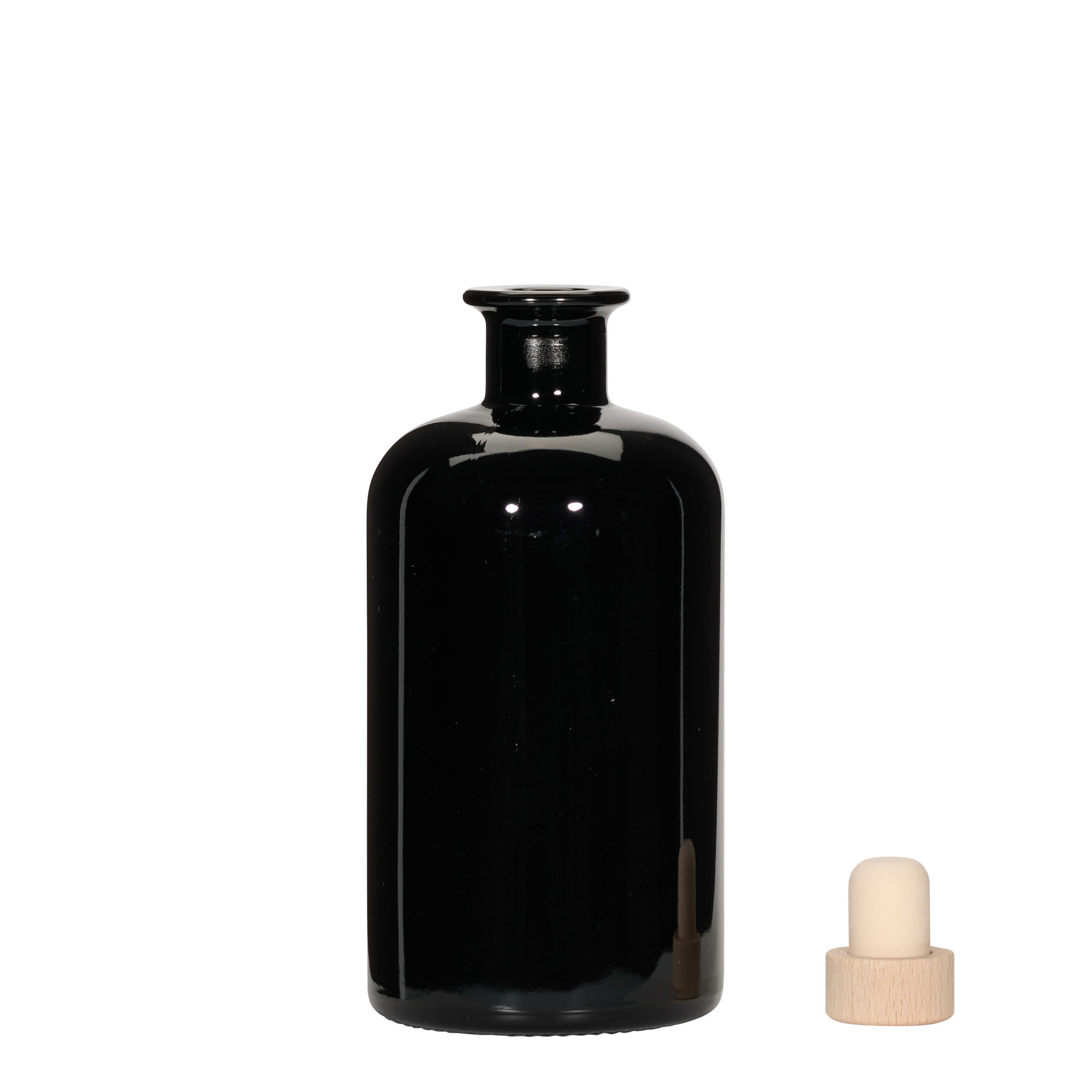 500 ml staklena flaša apotekarska, crna, otvor: plutani čep 500 ml staklena flaša apotekarska, crna, otvor: plutani čep