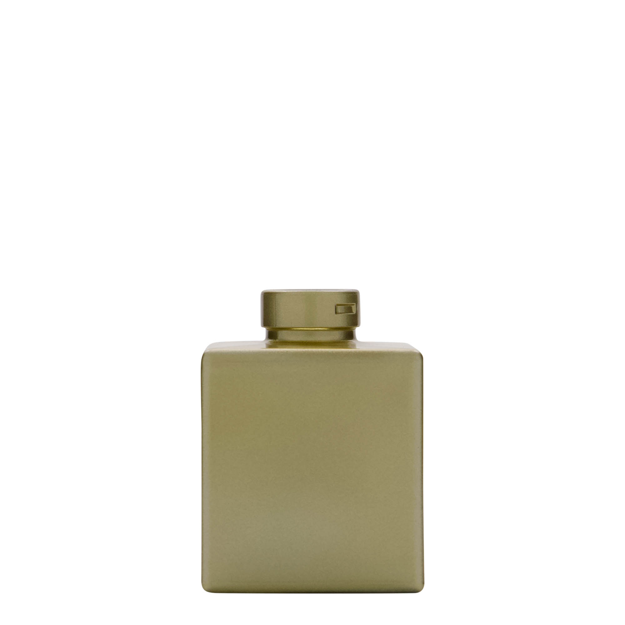 100 ml staklena flaša 'Cube', kvadratna, zlatna, otvor: plutani čep 100 ml staklena flaša 'Cube', kvadratna, zlatna, otvor: plutani čep