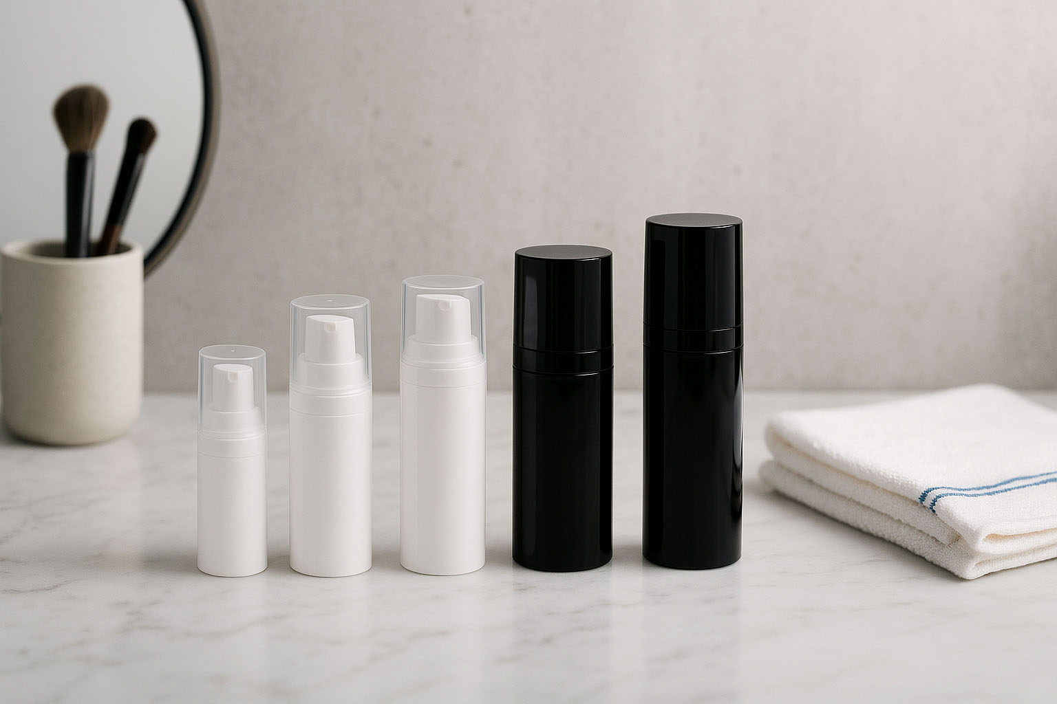 Airless glava Micro srebrni rub + bela, sjajna čep kapa Airless glava Micro srebrni rub + bela, sjajna čep kapa