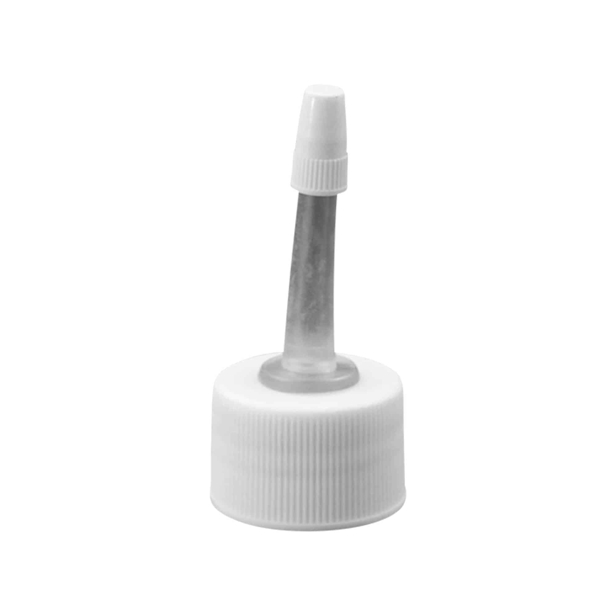 Zatvarač sa navojem sa aplikatorom, PP plastika, bela, za otvor: 24/410