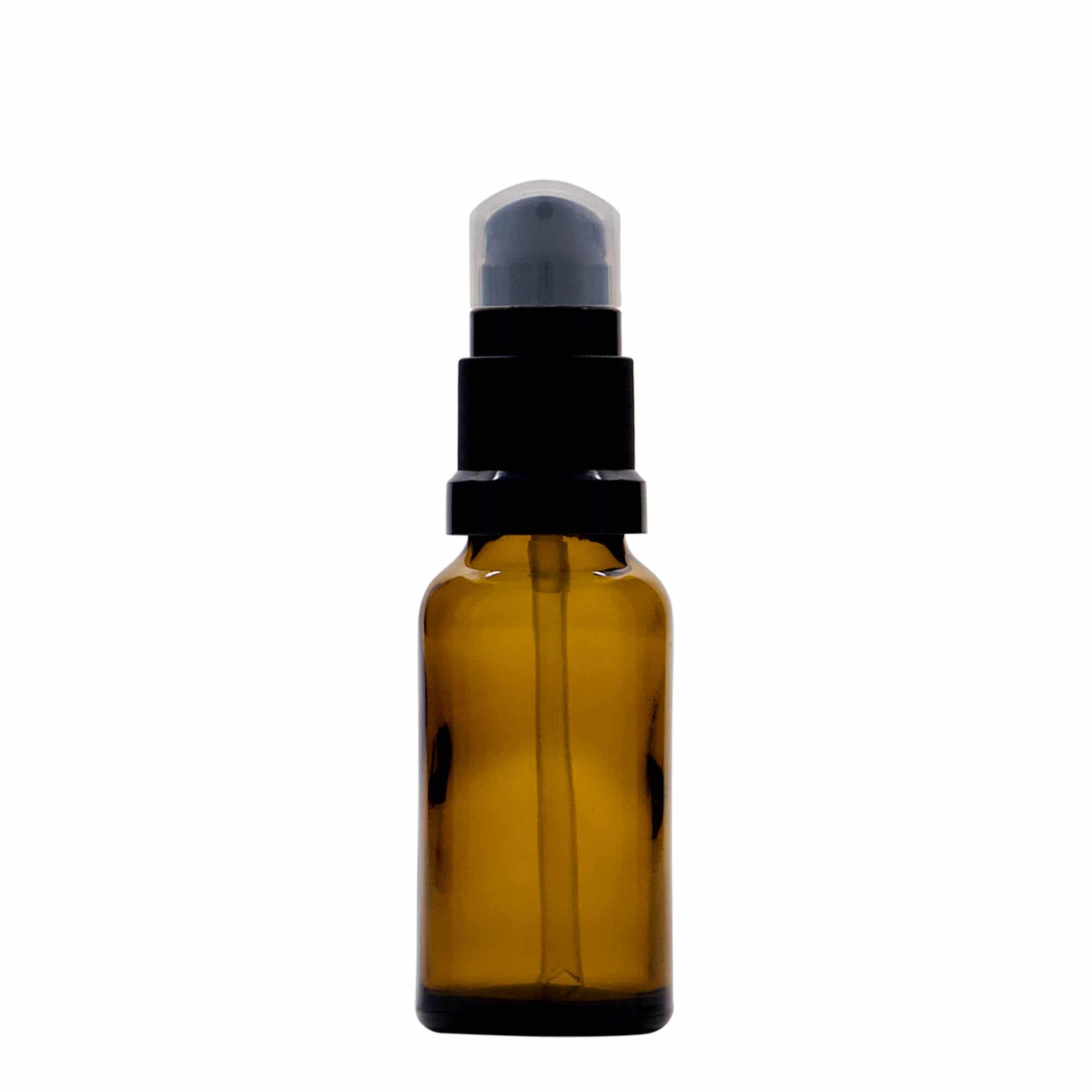 Medicinska boca od 20 ml s pumpicom za losion, staklo, braon, otvor: DIN 18 Medicinska boca od 20 ml s pumpicom za losion, staklo, braon, otvor: DIN 18