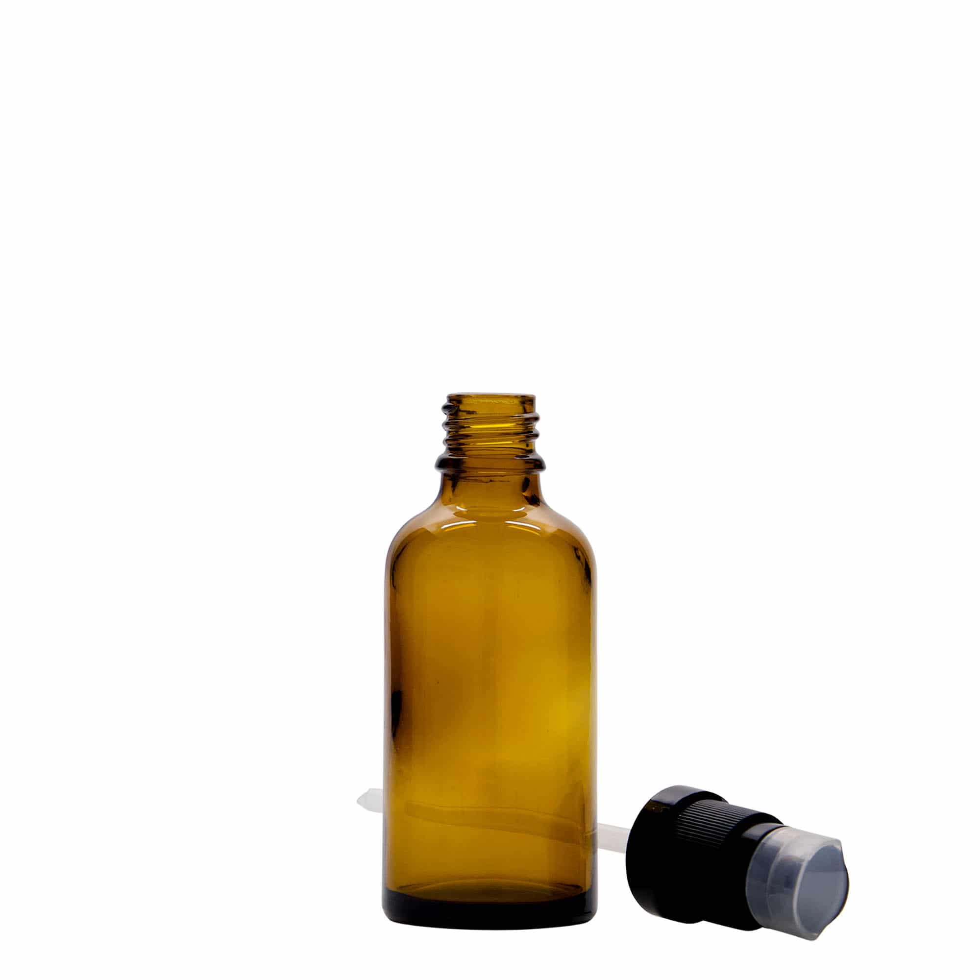 50 ml medicinska bočica sa pumpicom za losion, staklo, braon, grlo: DIN 18 50 ml medicinska bočica sa pumpicom za losion, staklo, braon, grlo: DIN 18