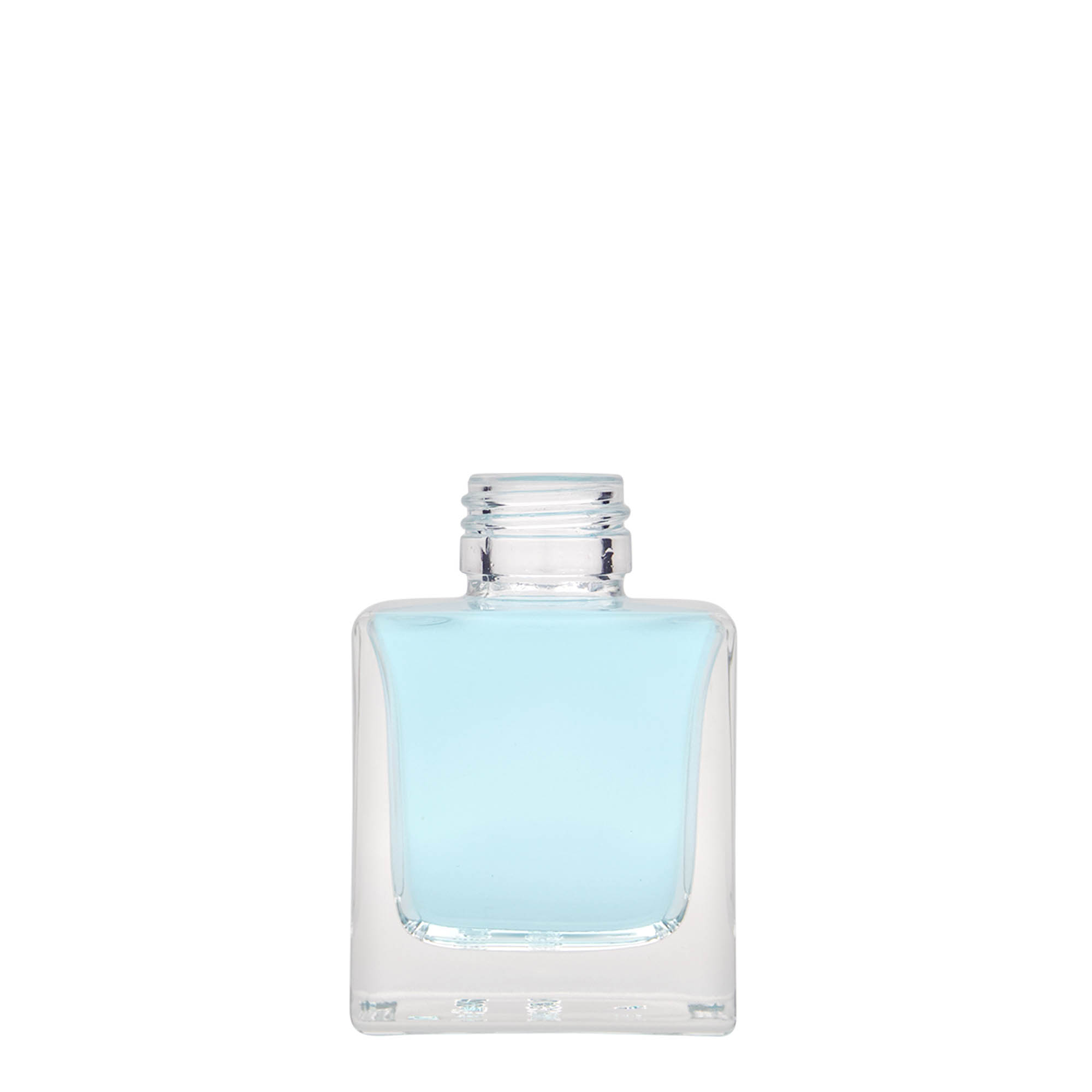 100 ml staklena flaša 'Cube', kvadratna, grlo: PP 28
