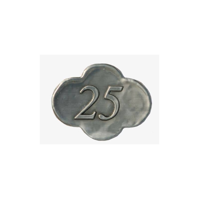 Limena etiketa '25', metal, srebrna Limena etiketa '25', metal, srebrna