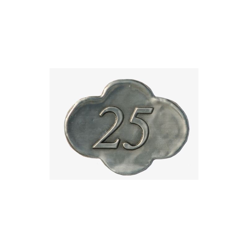 Oznaka od kalaja '25', metal, srebrna Oznaka od kalaja '25', metal, srebrna