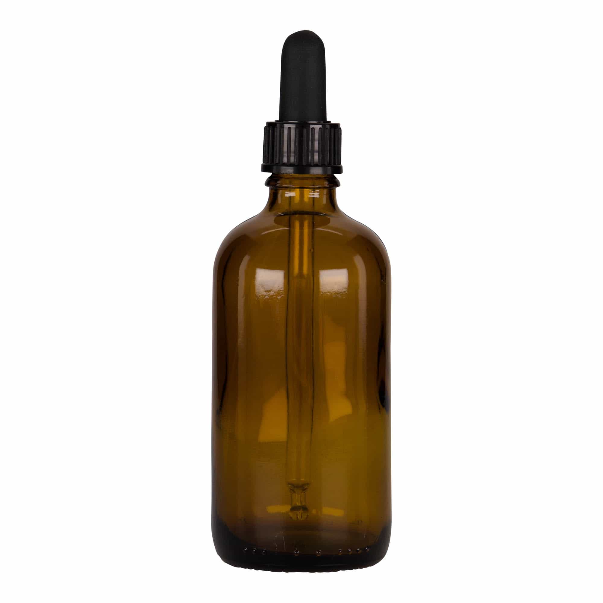 100 ml bočica sa pipetom za medicinu, staklena, braon-crna, grlo: DIN 18