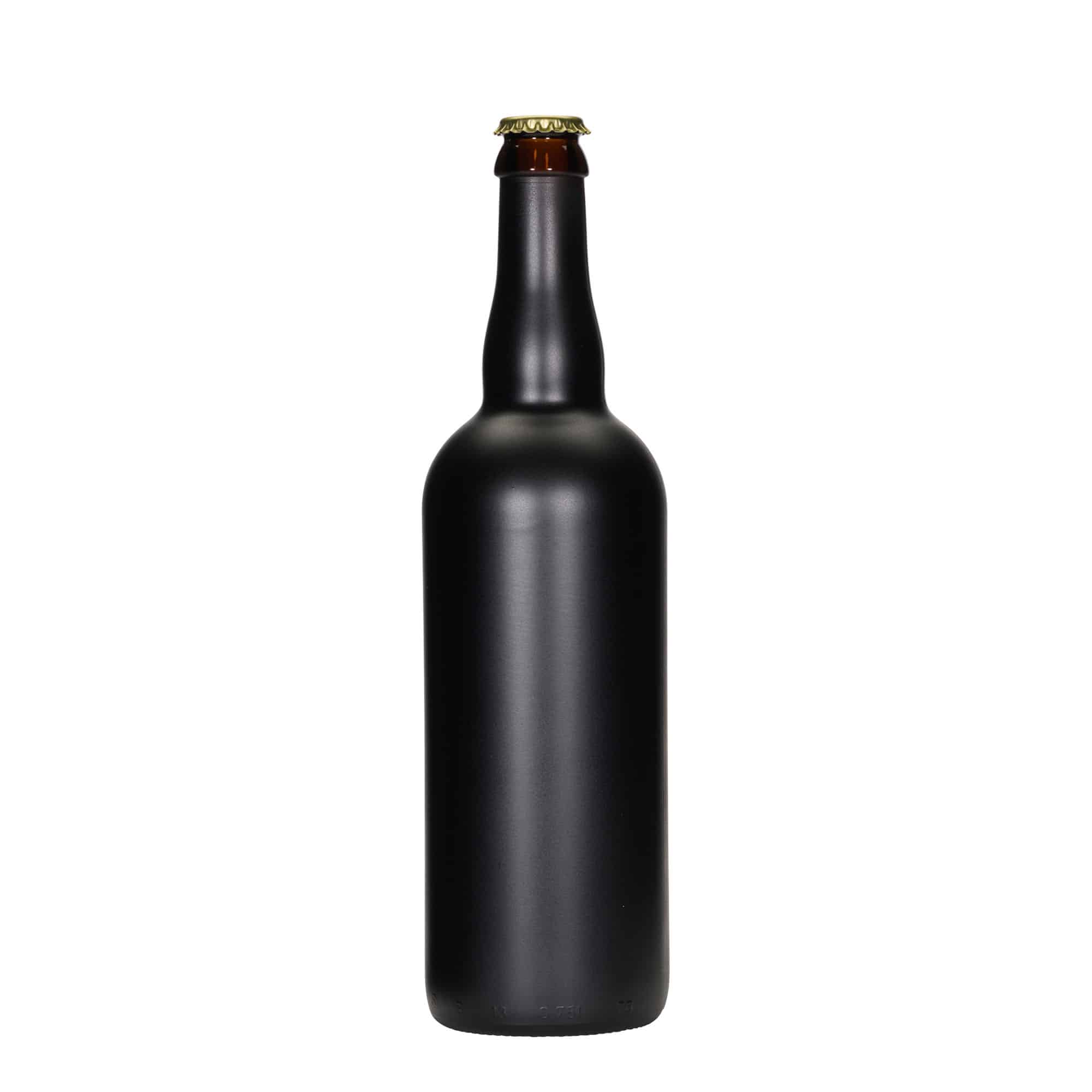 750 ml flaša piva Belgija, staklo, crna, otvor: krunski čep