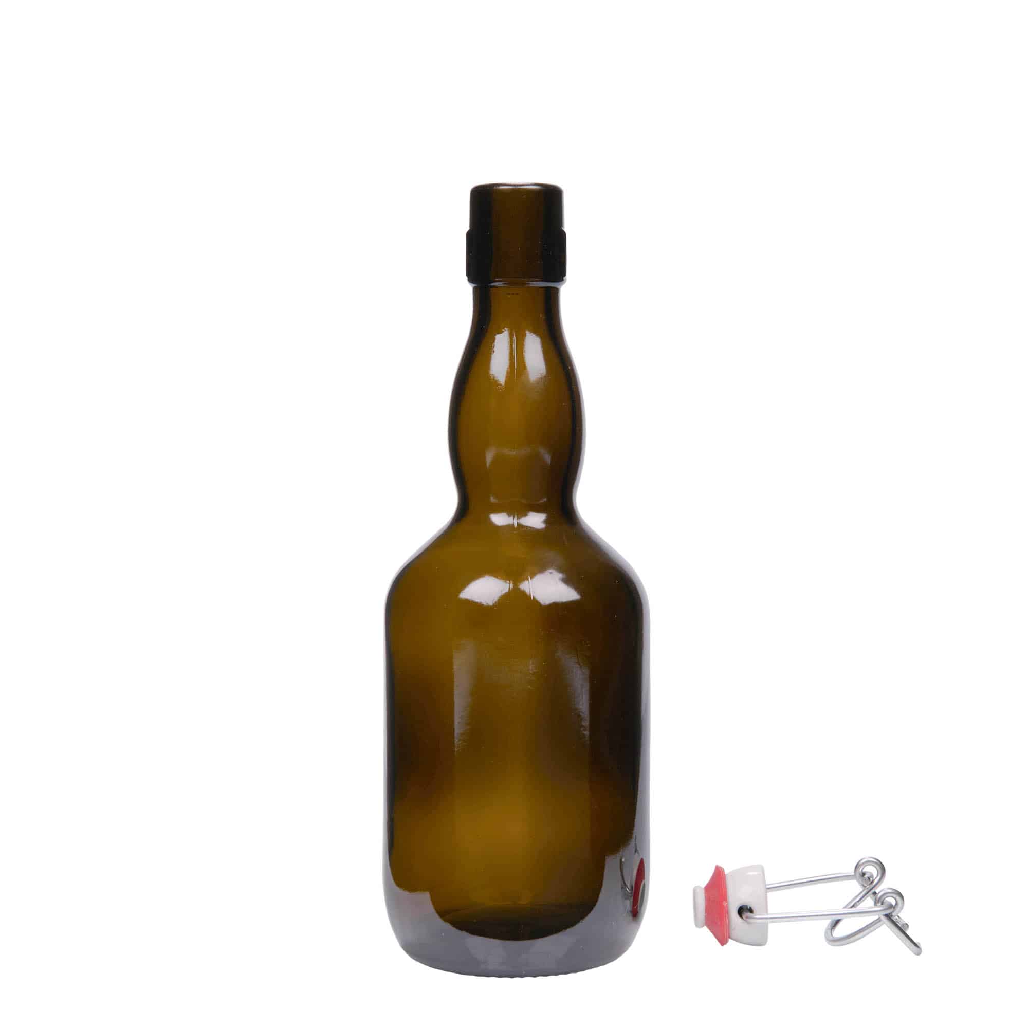 Boca za pivo od 500 ml, bačvasti vrat, staklo, antik zelena, otvor: Zakretni vrh