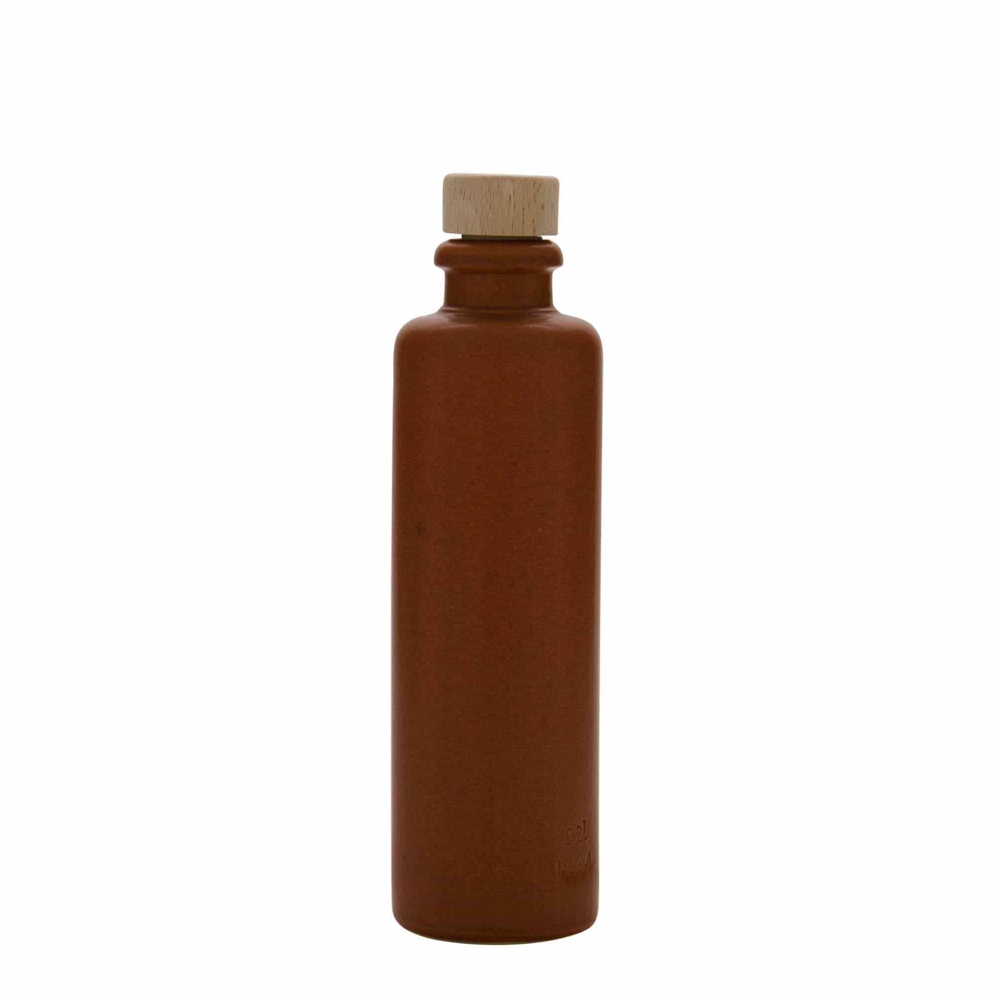 Glinena boca od 200 ml, keramika, crveno-braon, otvor: Plutani čep Glinena boca od 200 ml, keramika, crveno-braon, otvor: Plutani čep