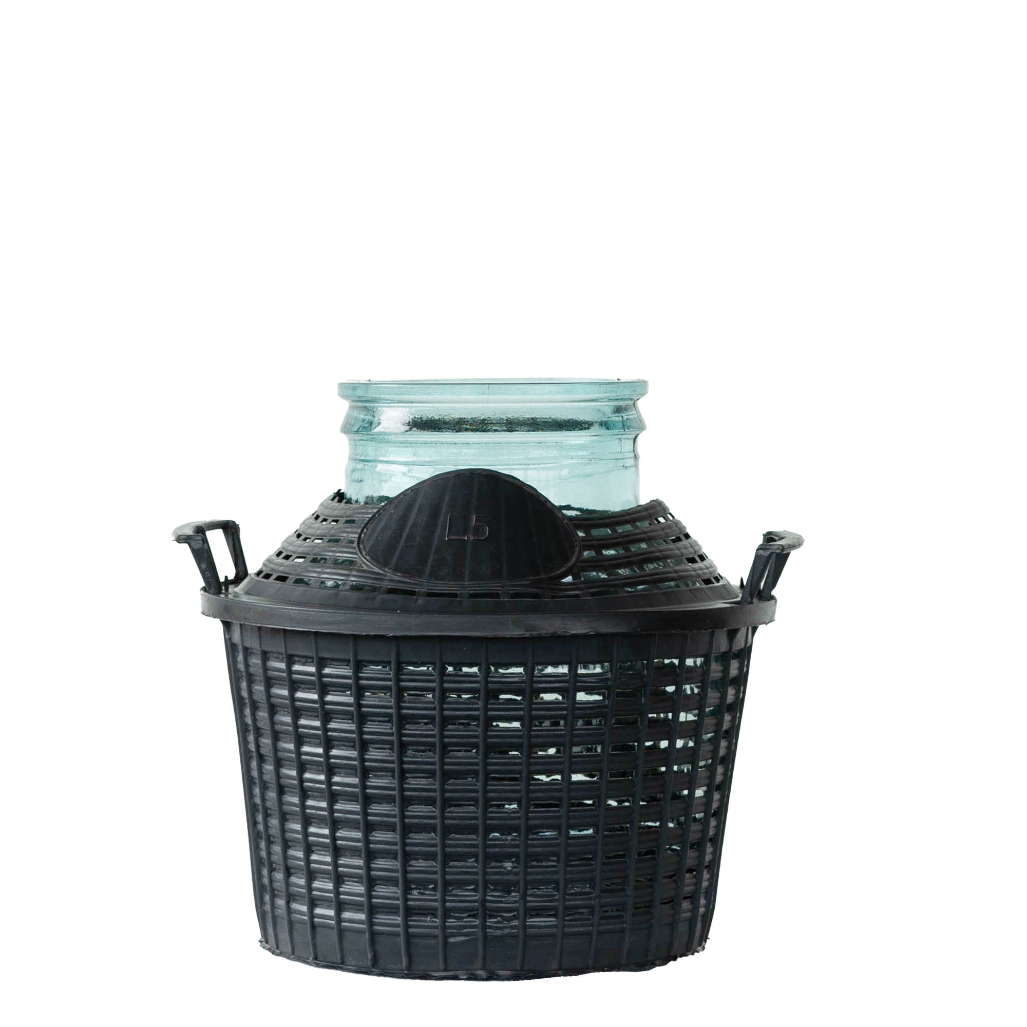 5 l balonska boca širokog grla, staklena, otvor: poklopac na navlaku 5 l balonska boca širokog grla, staklena, otvor: poklopac na navlaku