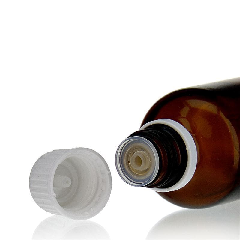 Zatvarač sa navojem sa umetkom protiv kapanja, PE plastika, beo, za grlo: DIN 18 Zatvarač sa navojem sa umetkom protiv kapanja, PE plastika, beo, za grlo: DIN 18