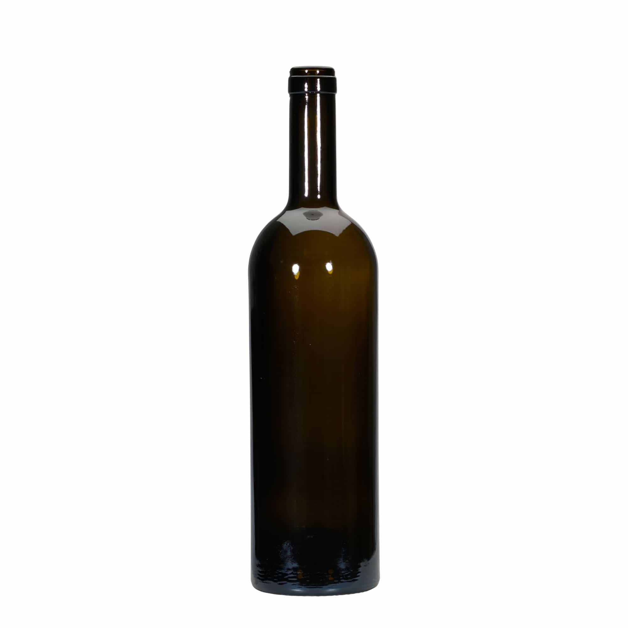 750 ml vinska boca 'Golia', antikno zelena, grlo: čep