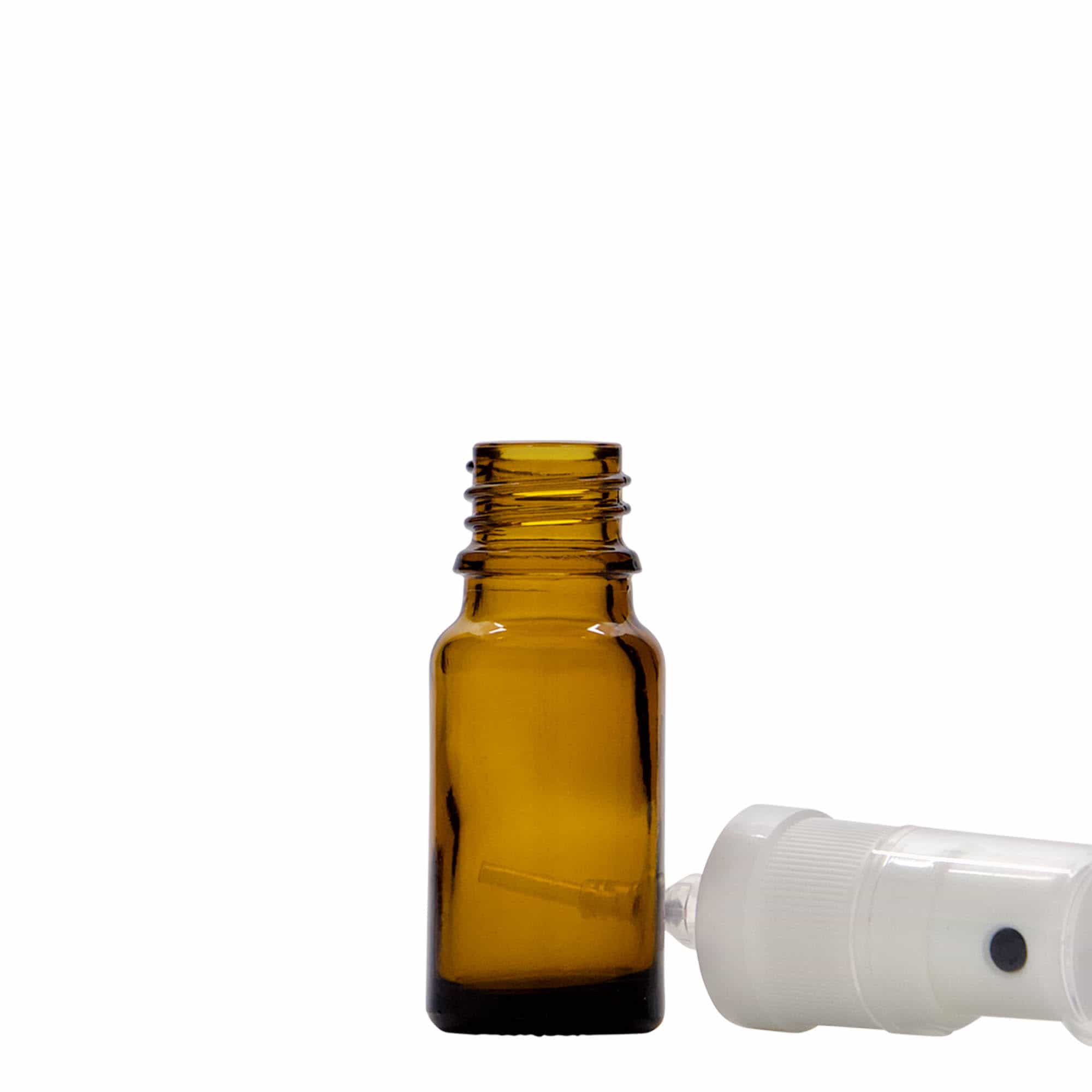 10 ml bočica sa raspršivačem, medicinska, staklena, braon, otvor: DIN 18 10 ml bočica sa raspršivačem, medicinska, staklena, braon, otvor: DIN 18
