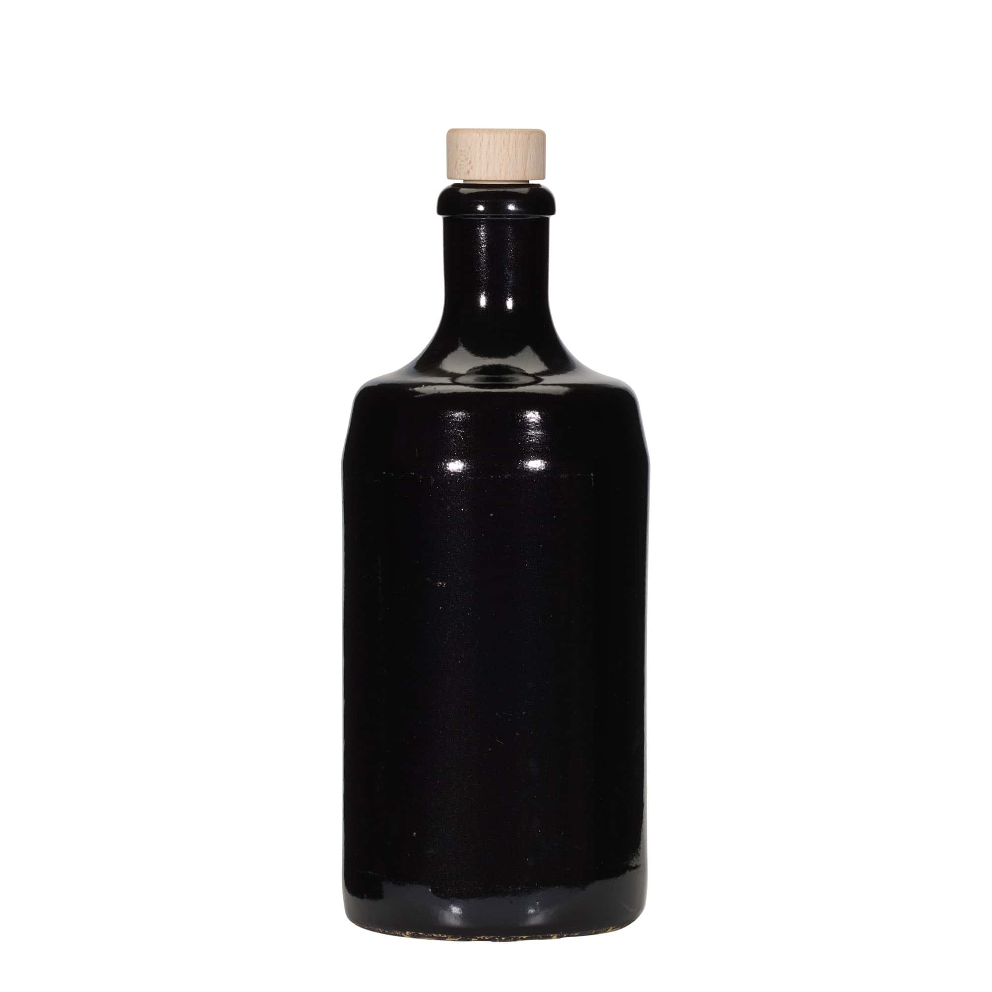 Glinena boca od 700 ml 'Calvados', keramika, crna, otvor: Plutani čep