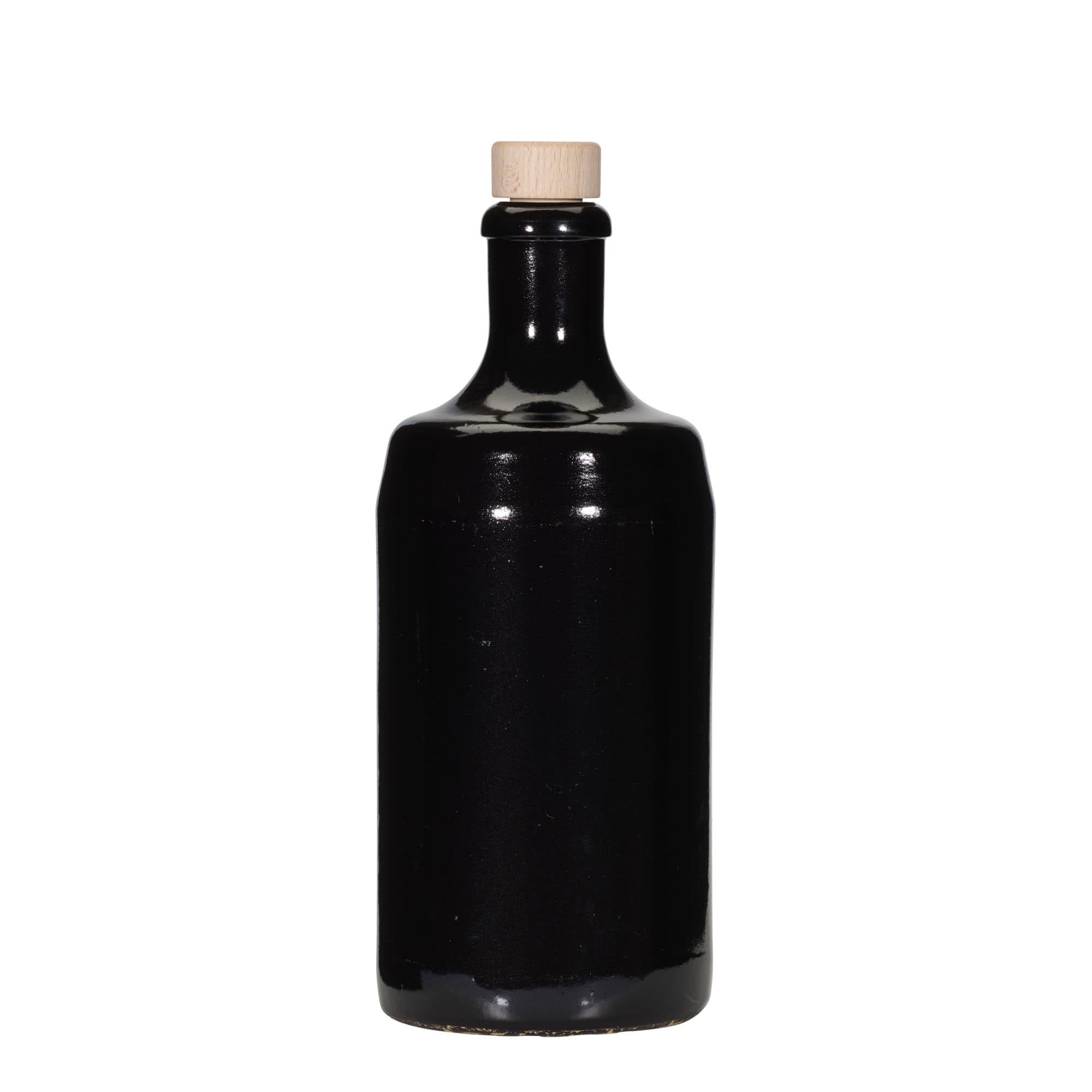 700 ml glineni vrč 'Calvados, kamenina, crni, otvor: pluta'