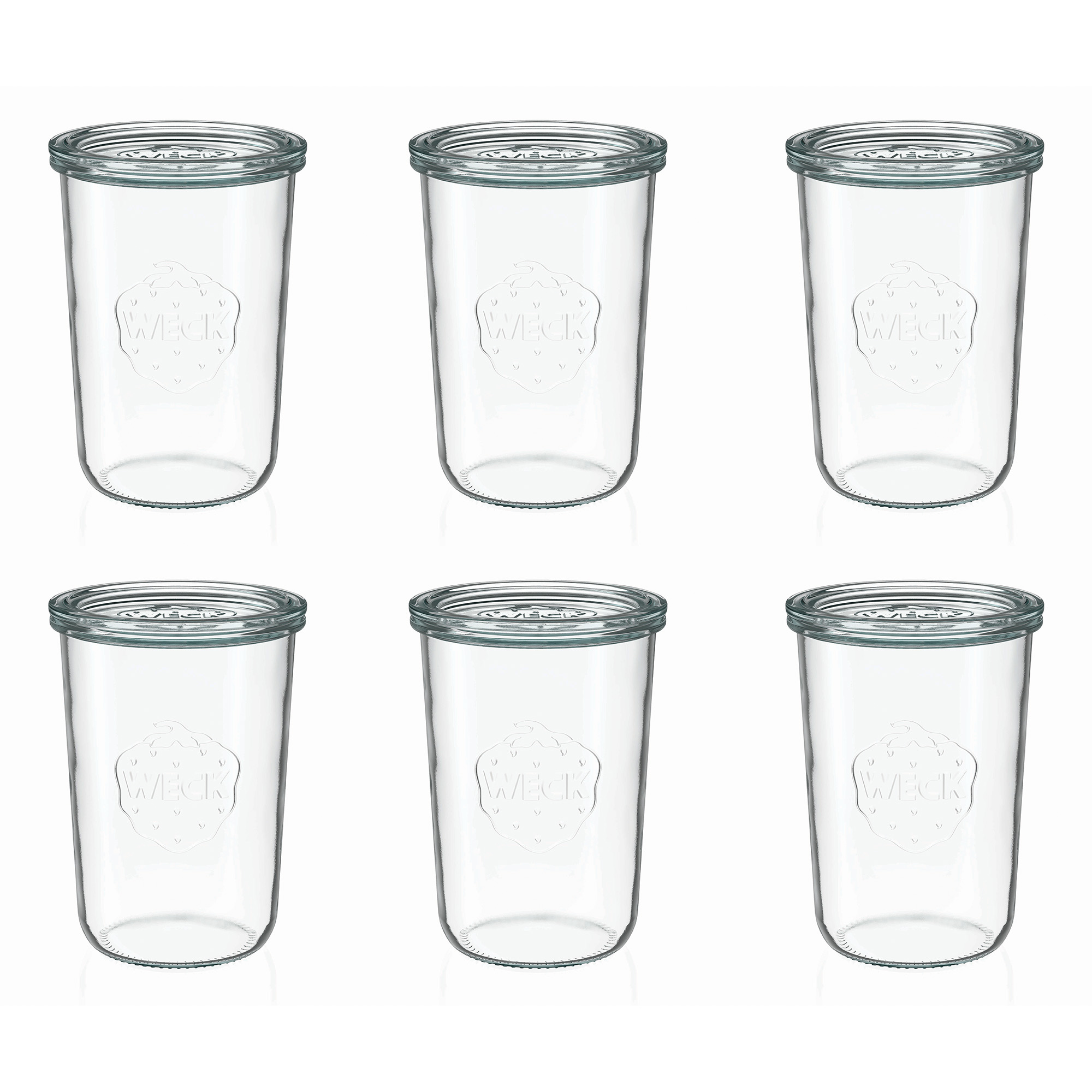 6x 850 ml WECK staklena tegle sa širokim otvorom sa staklenim poklopcem RR 100