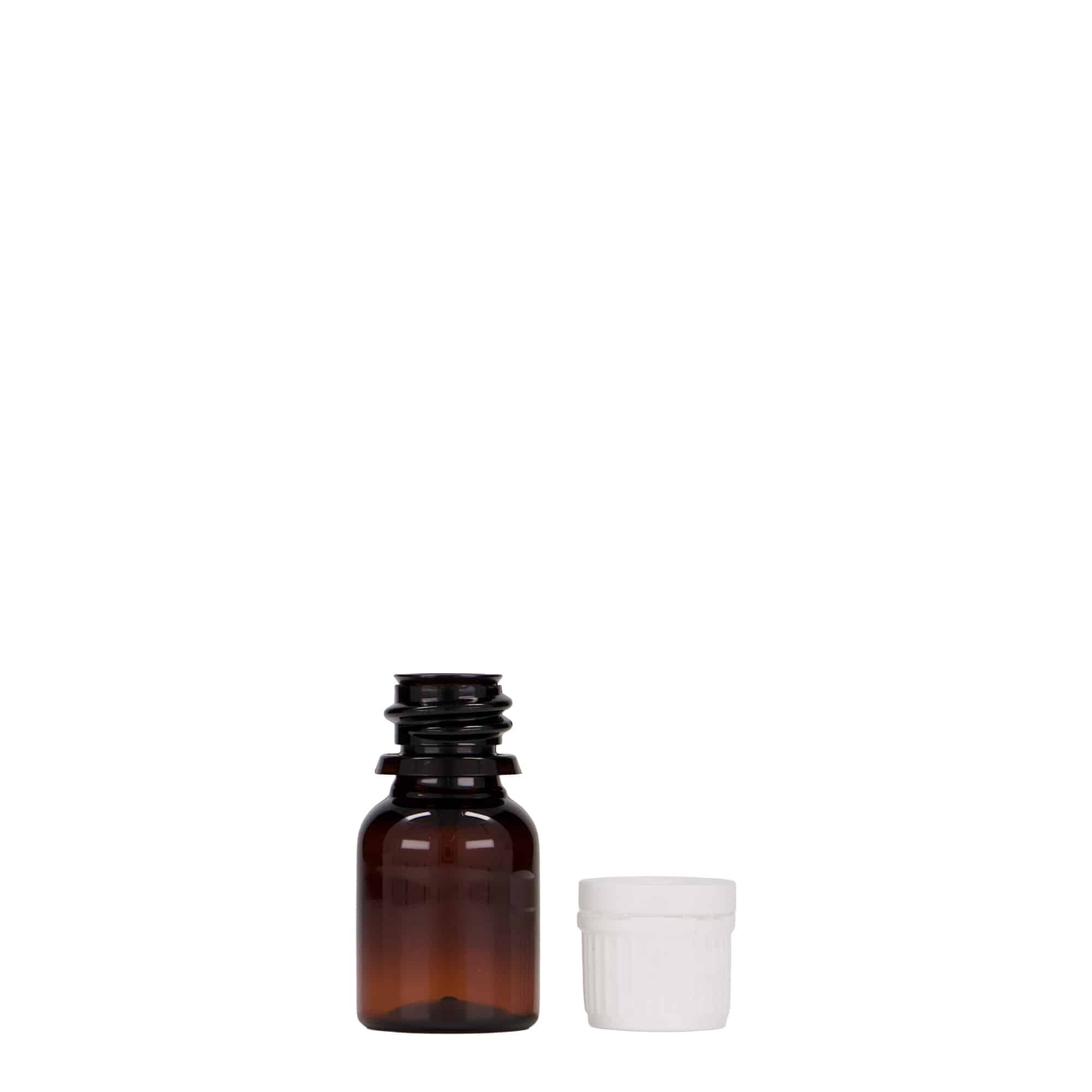 10 ml PET medicinska bočica 'Easy Living', braon, plastika, grlo: DIN 18