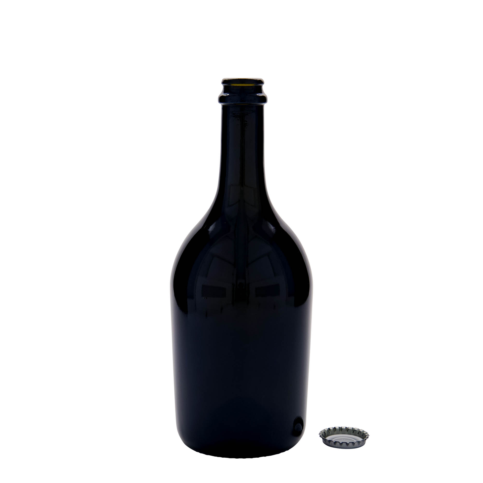 750 ml flaša za pivo/šampanjac 'Butterfly', staklo, antikno zelena, grlo: krunski čep