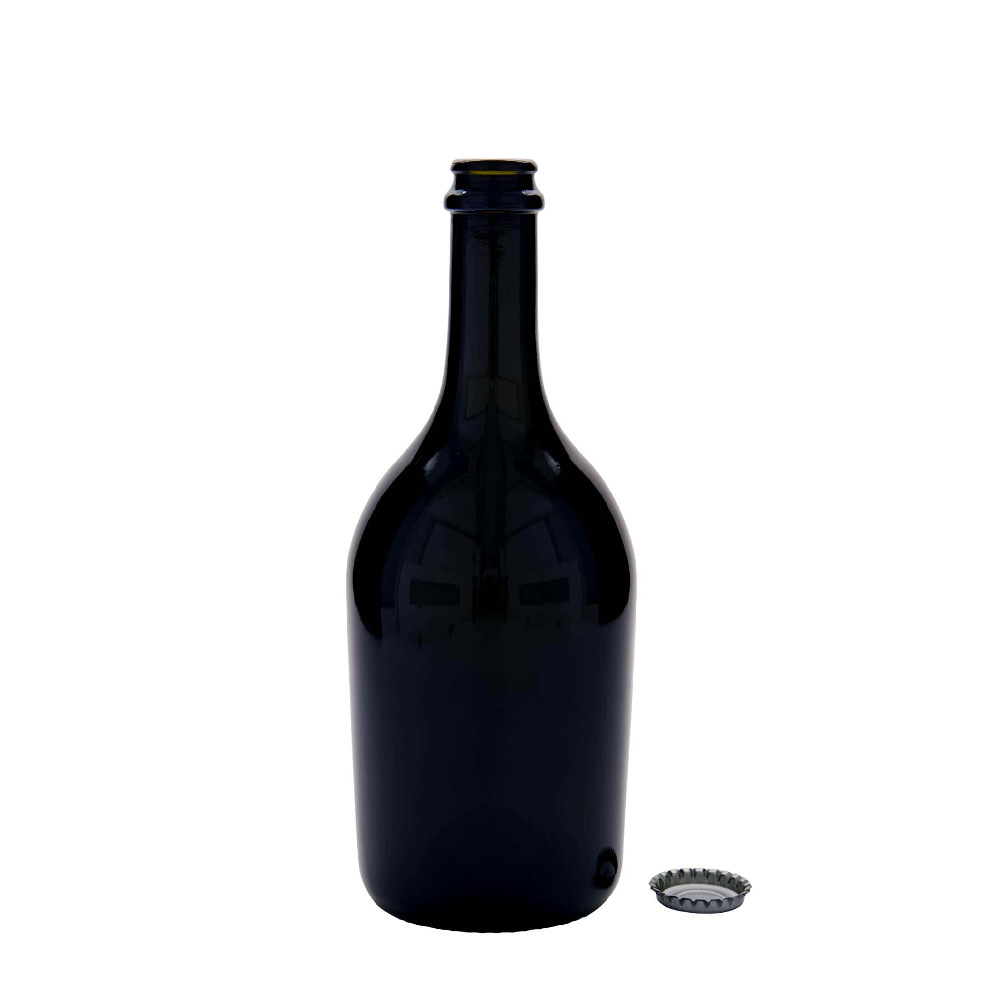 750 ml flaša za pivo/šampanjac 'Butterfly', staklo, antikno zelena, grlo: krunski čep