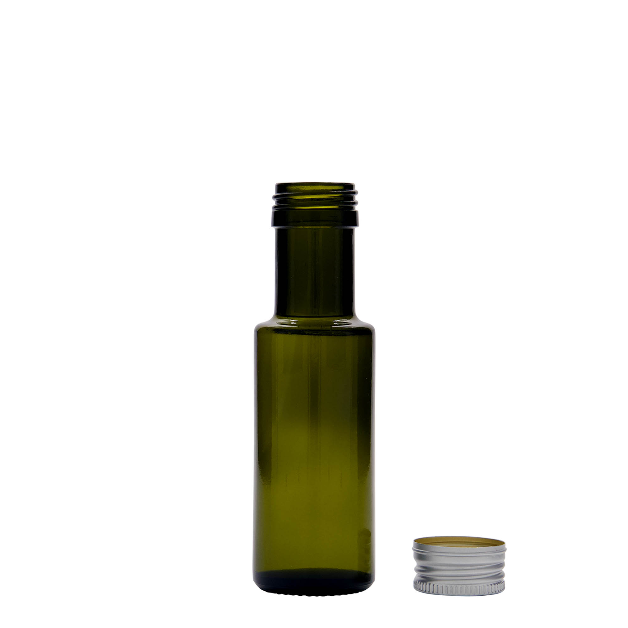 100 ml staklena flaša 'Dorica', antikno zelena, grlo: PP 31,5