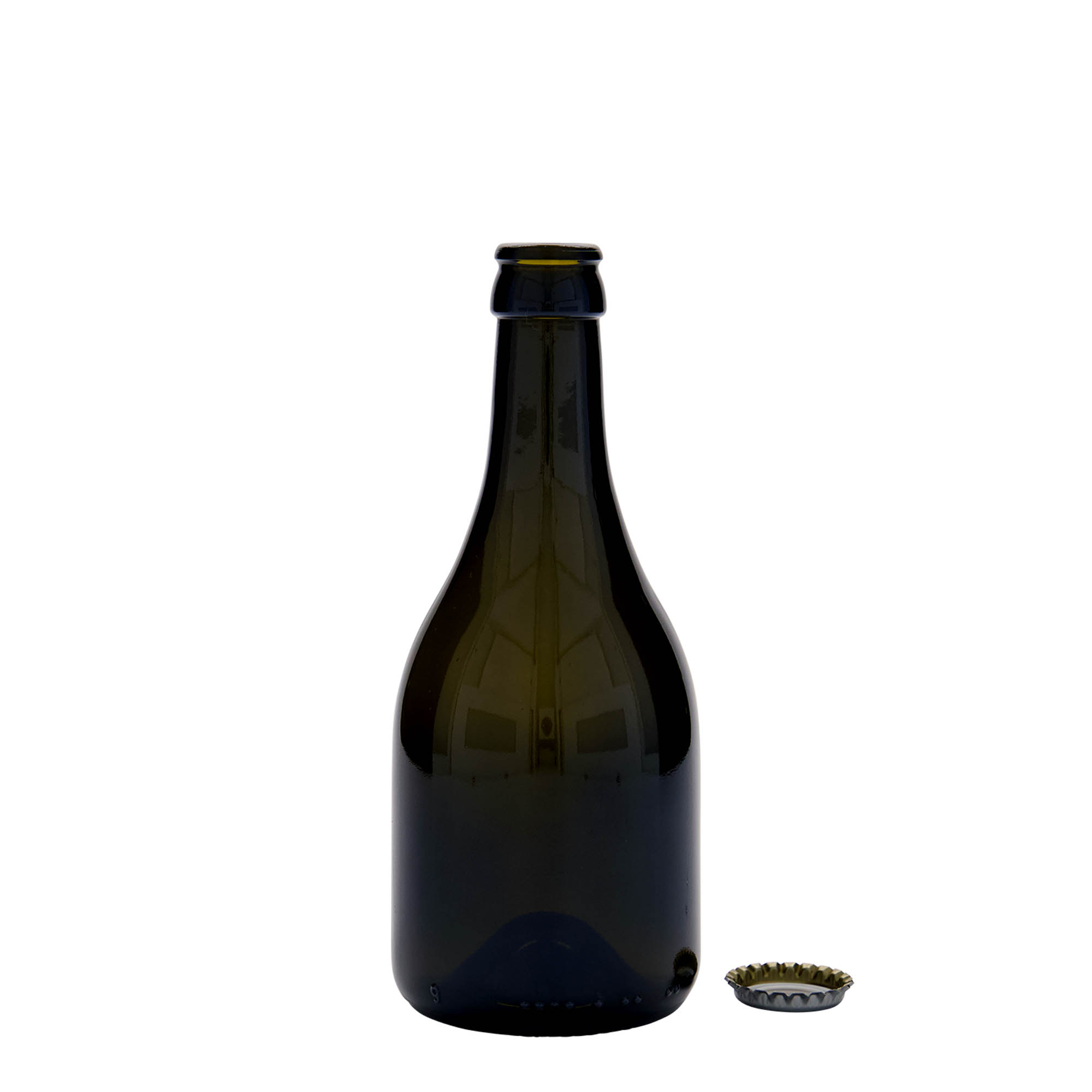 330 ml flaša za pivo 'Horta', staklo, antikno zeleno, otvor: krunski čep
